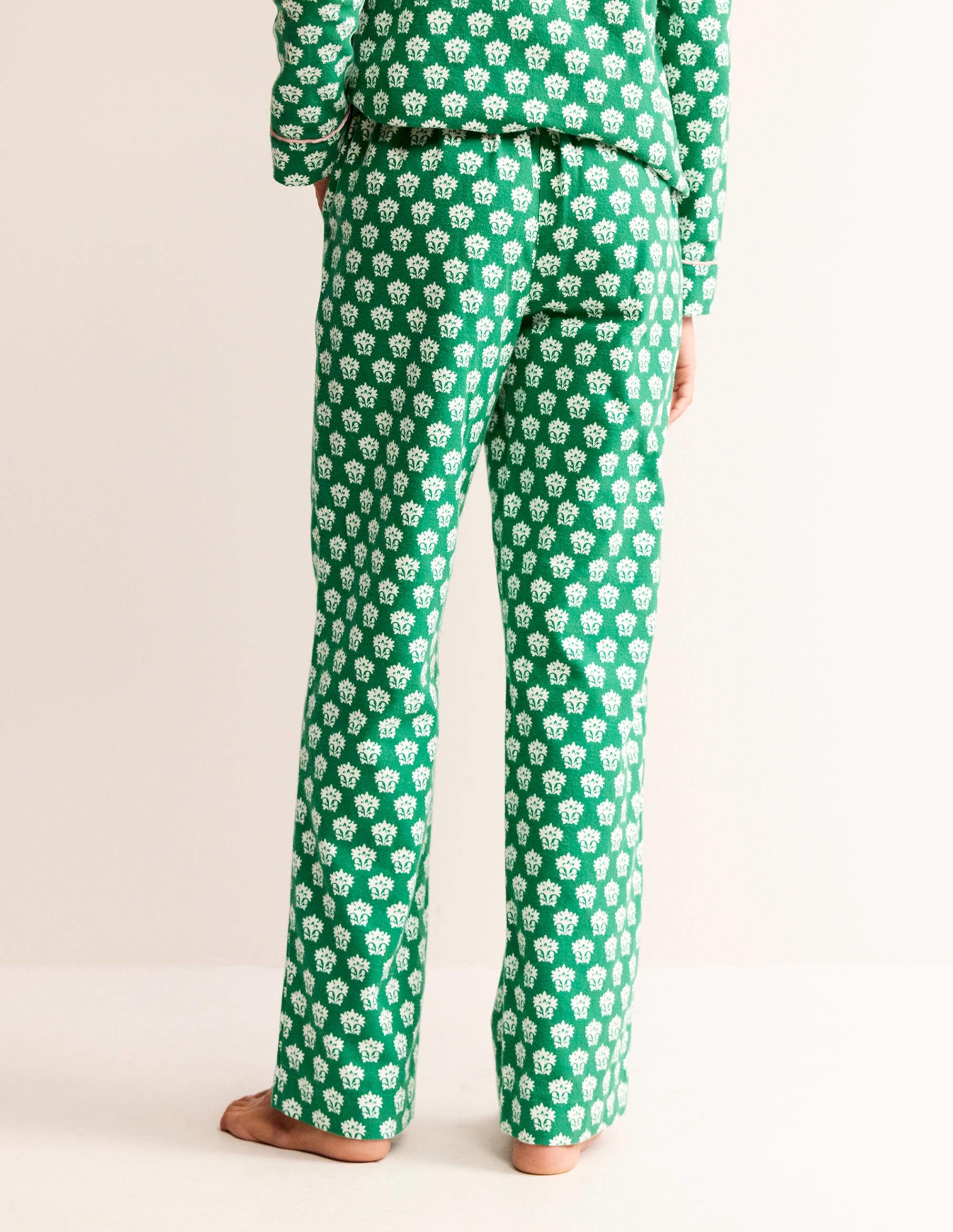 Brushed Cotton Pajama Pants-Veridian Green, Lily - Image 3