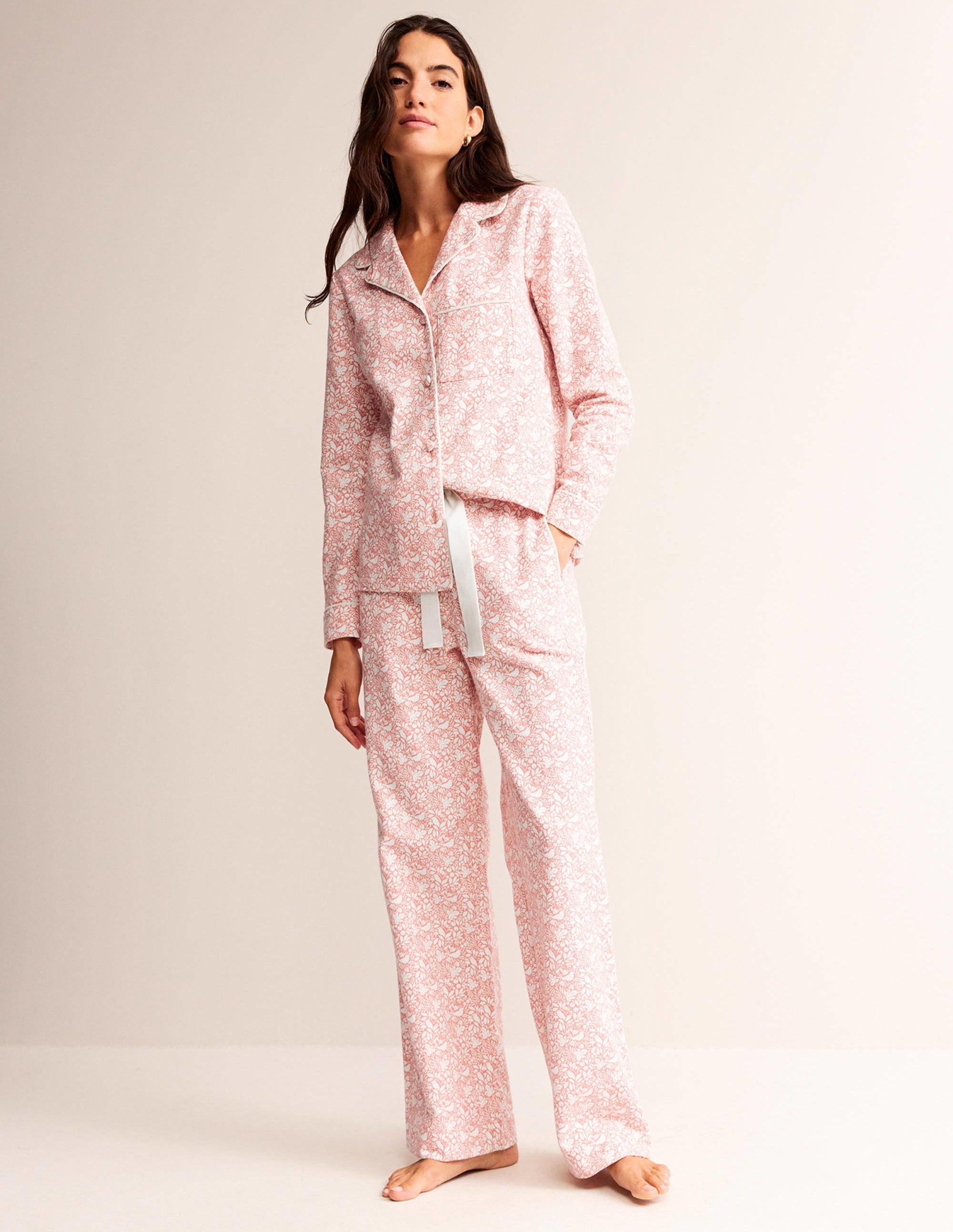 Brushed Cotton Pajama Pants-Rosette Blush, Forest Meadow - Image 2