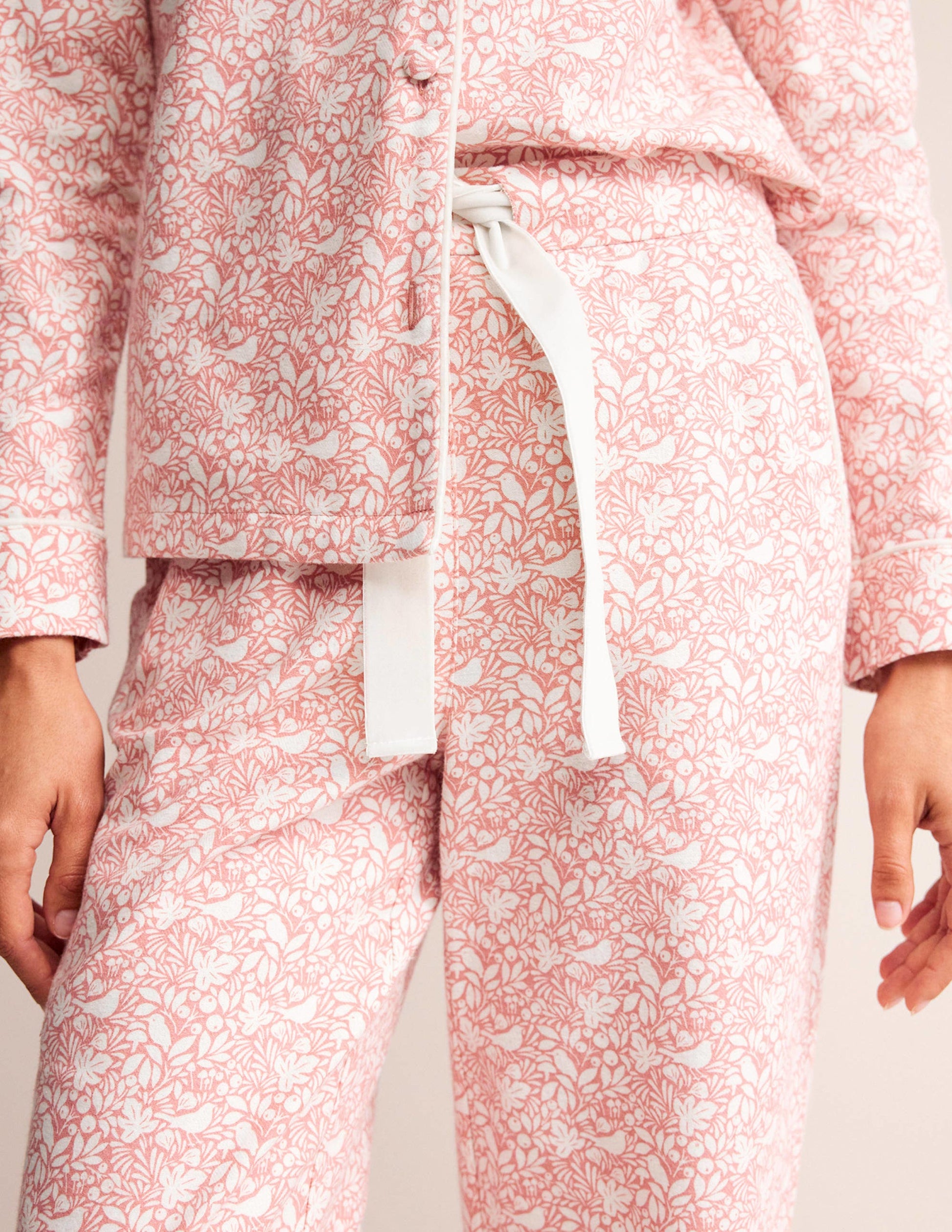 Brushed Cotton Pajama Pants-Rosette Blush, Forest Meadow-3