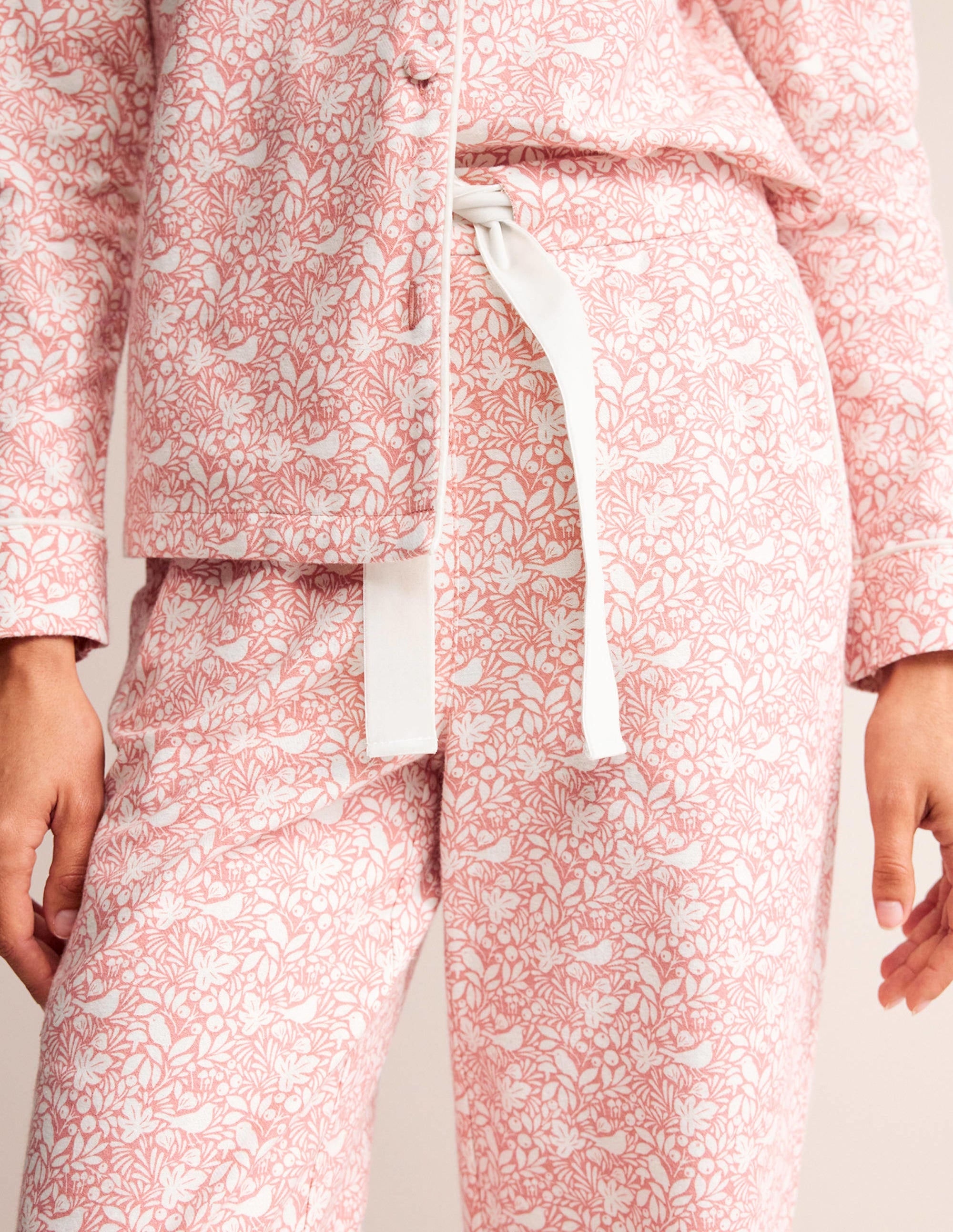 Brushed Cotton Pajama Pants-Rosette Blush, Forest Meadow - Image 3