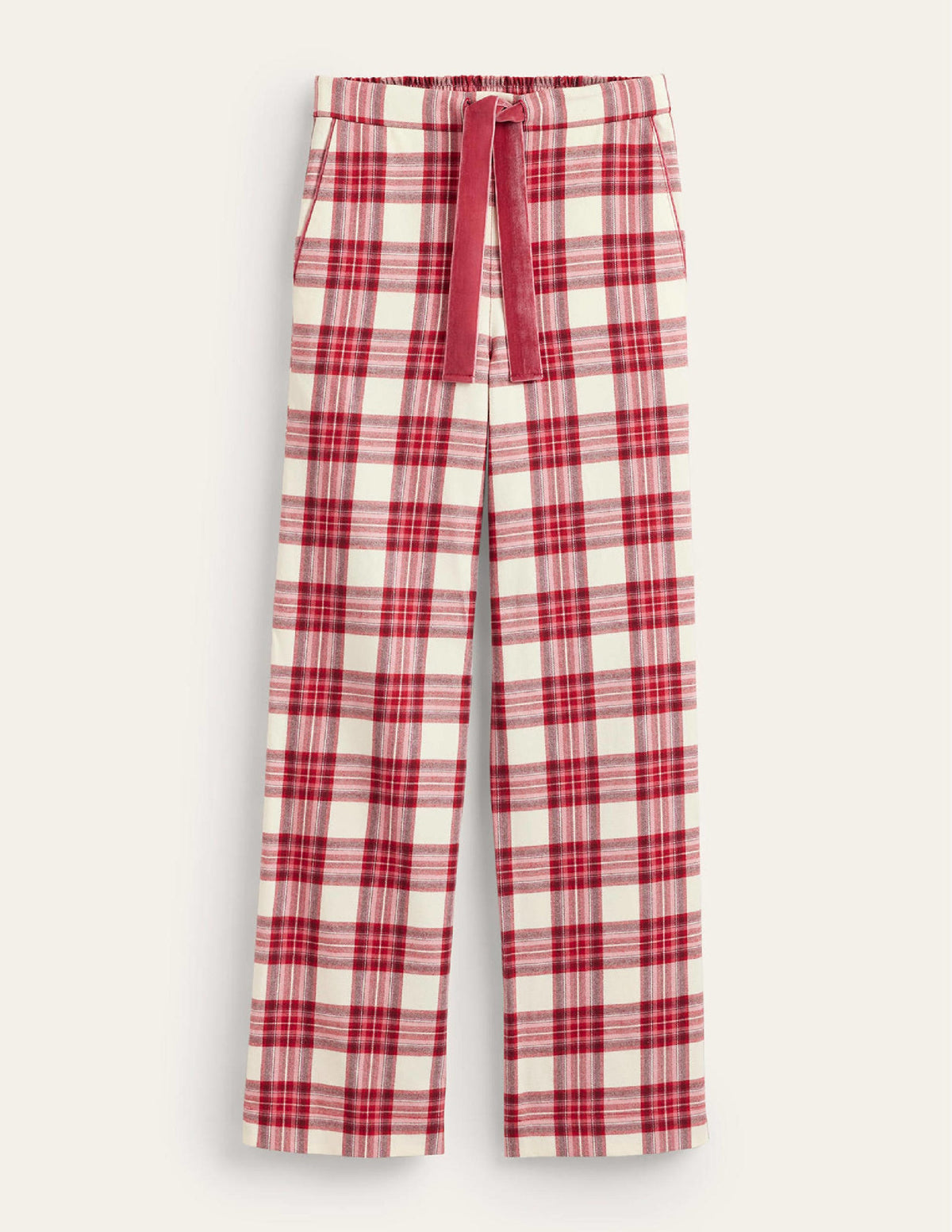 Brushed Cotton Pajama Pants-Tonal Reds Check-6