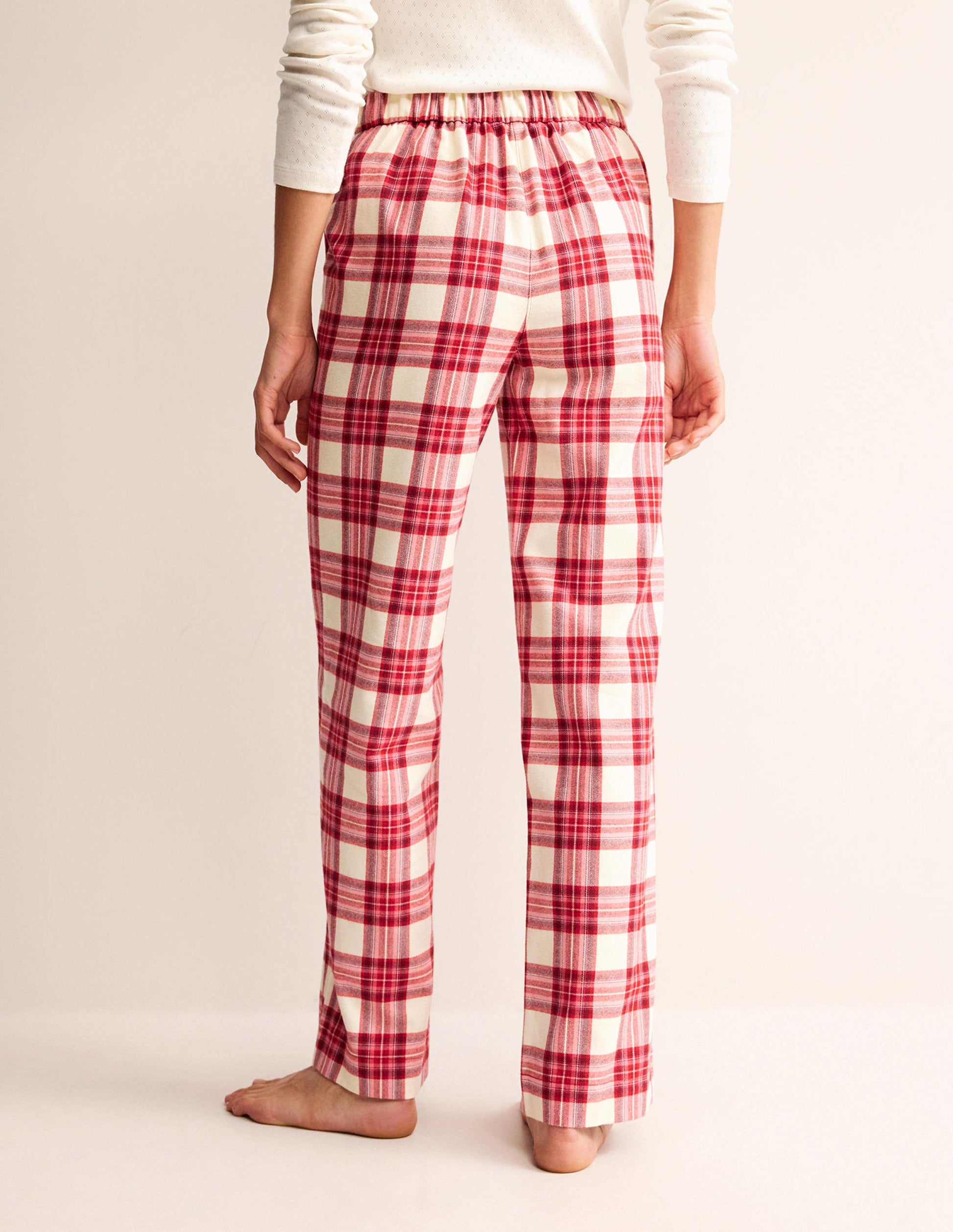 Brushed Cotton Pajama Pants-Tonal Reds Check-3