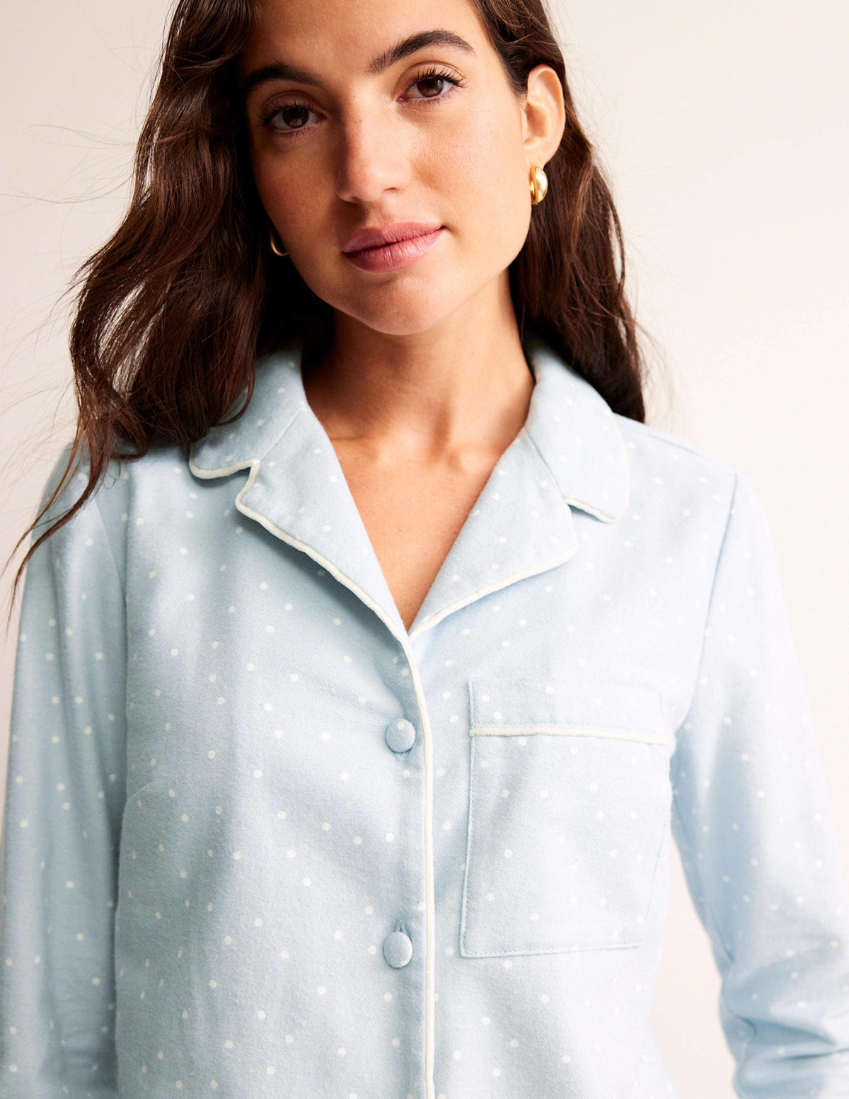 Brushed Cotton Pajama Shirt-Surf, Spaced Dotty-2