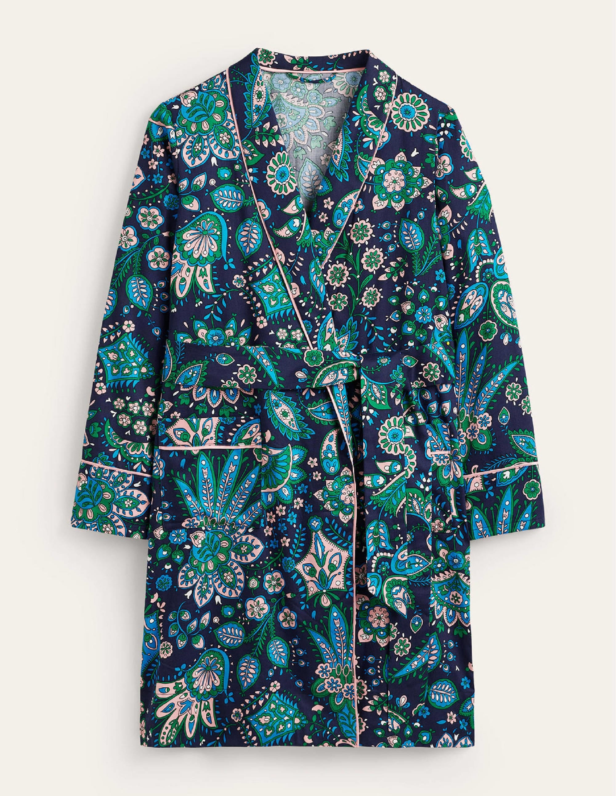 Cotton-Sateen Dressing Gown-Multi, Azalea Bloom - Image 5