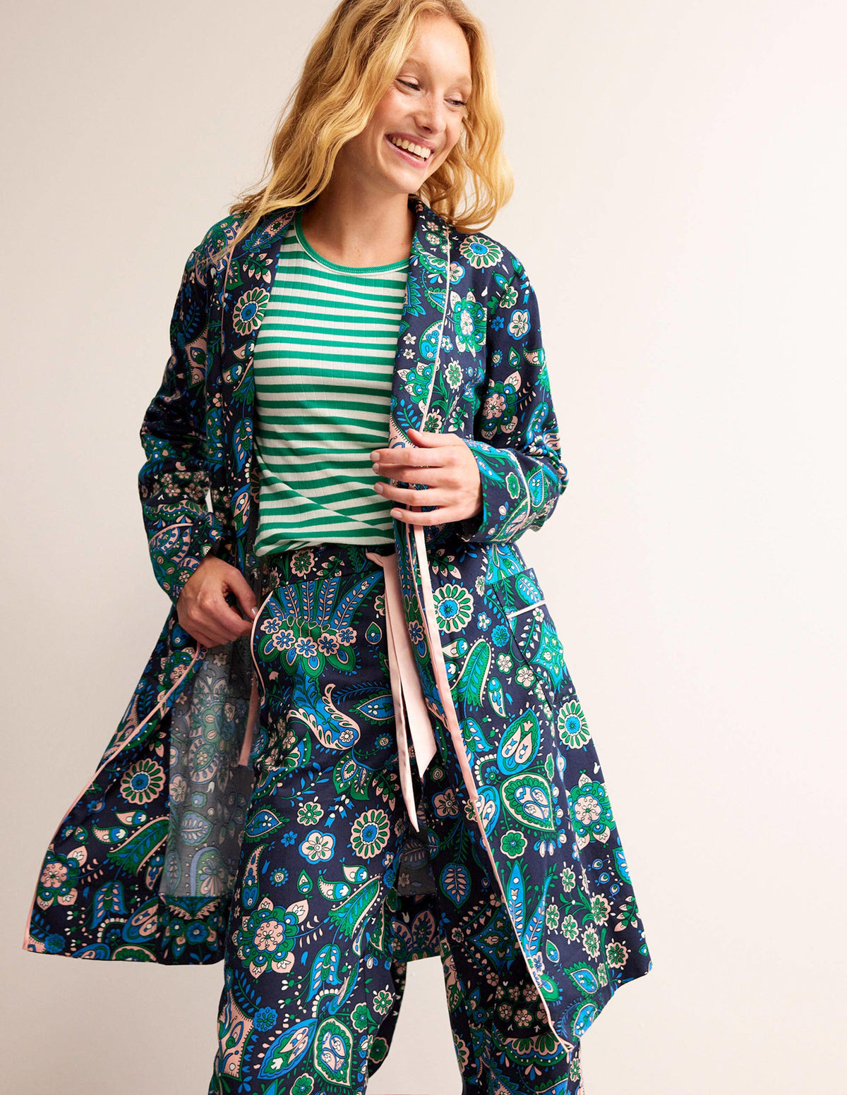 Cotton-Sateen Dressing Gown-Multi, Azalea Bloom - Image 1