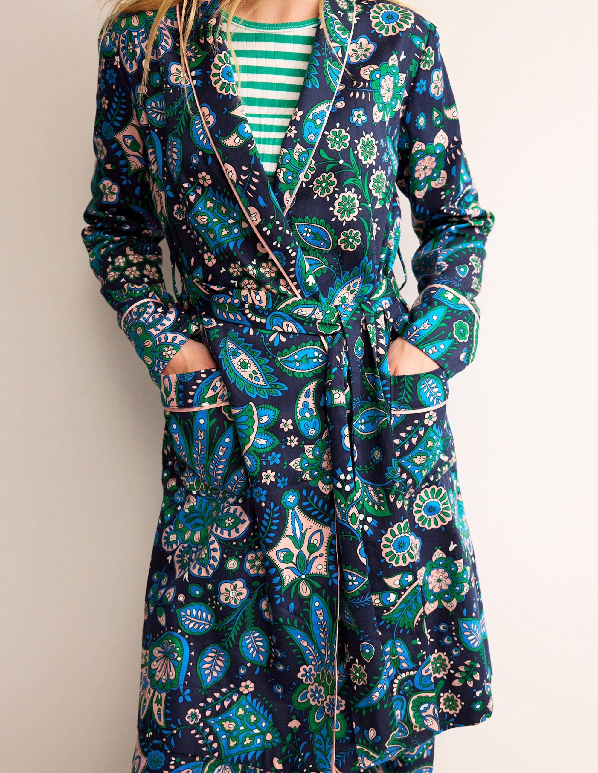Cotton-Sateen Dressing Gown-Multi, Azalea Bloom - Image 2
