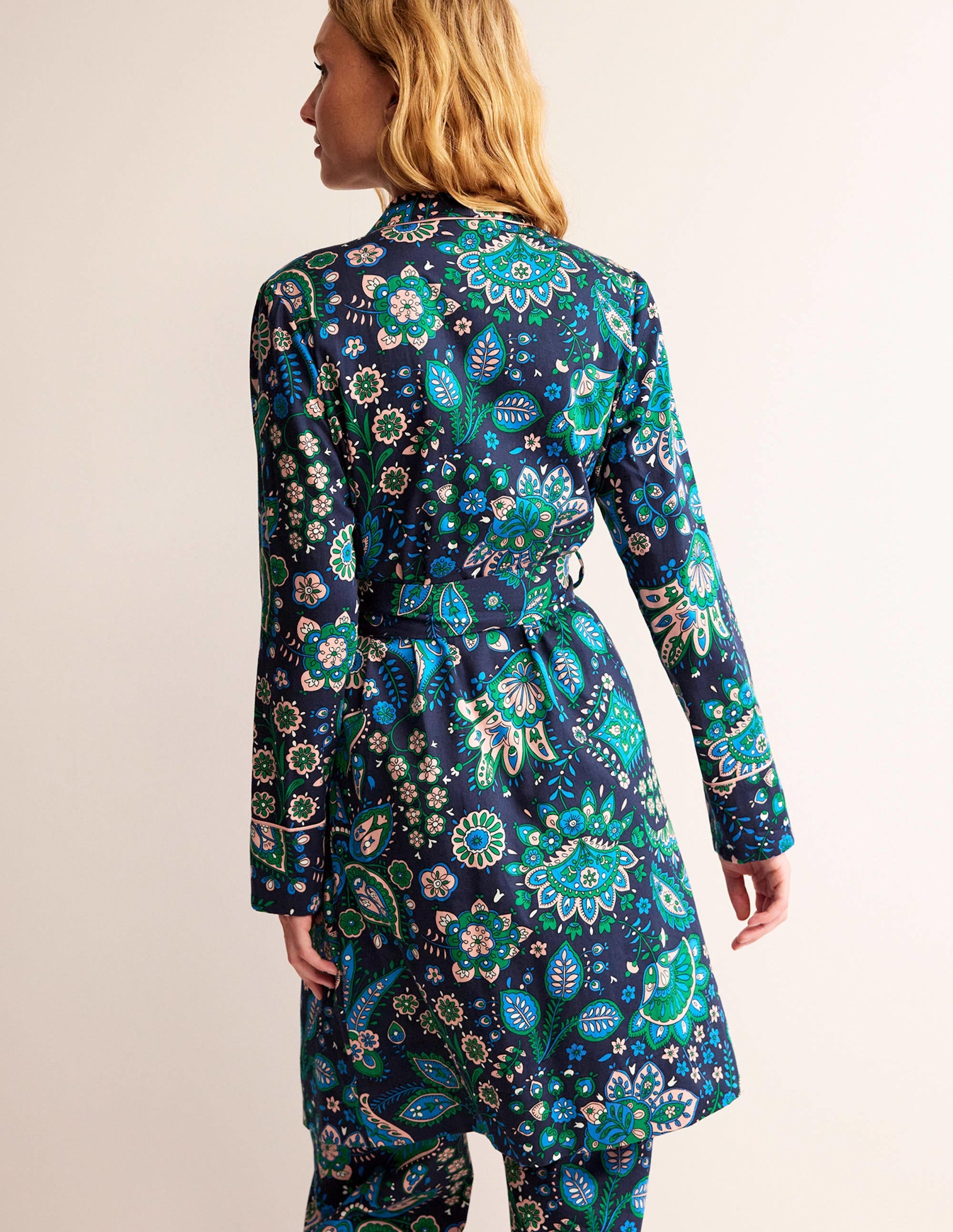 Cotton-Sateen Dressing Gown-Multi, Azalea Bloom - Image 3