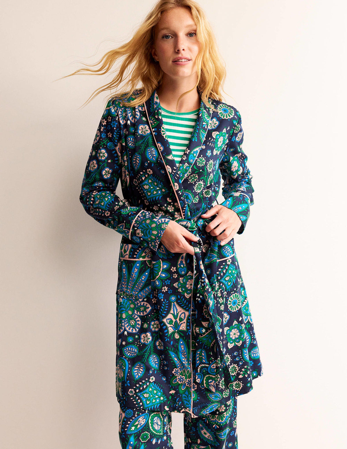 Cotton-Sateen Dressing Gown-Multi, Azalea Bloom - Image 4