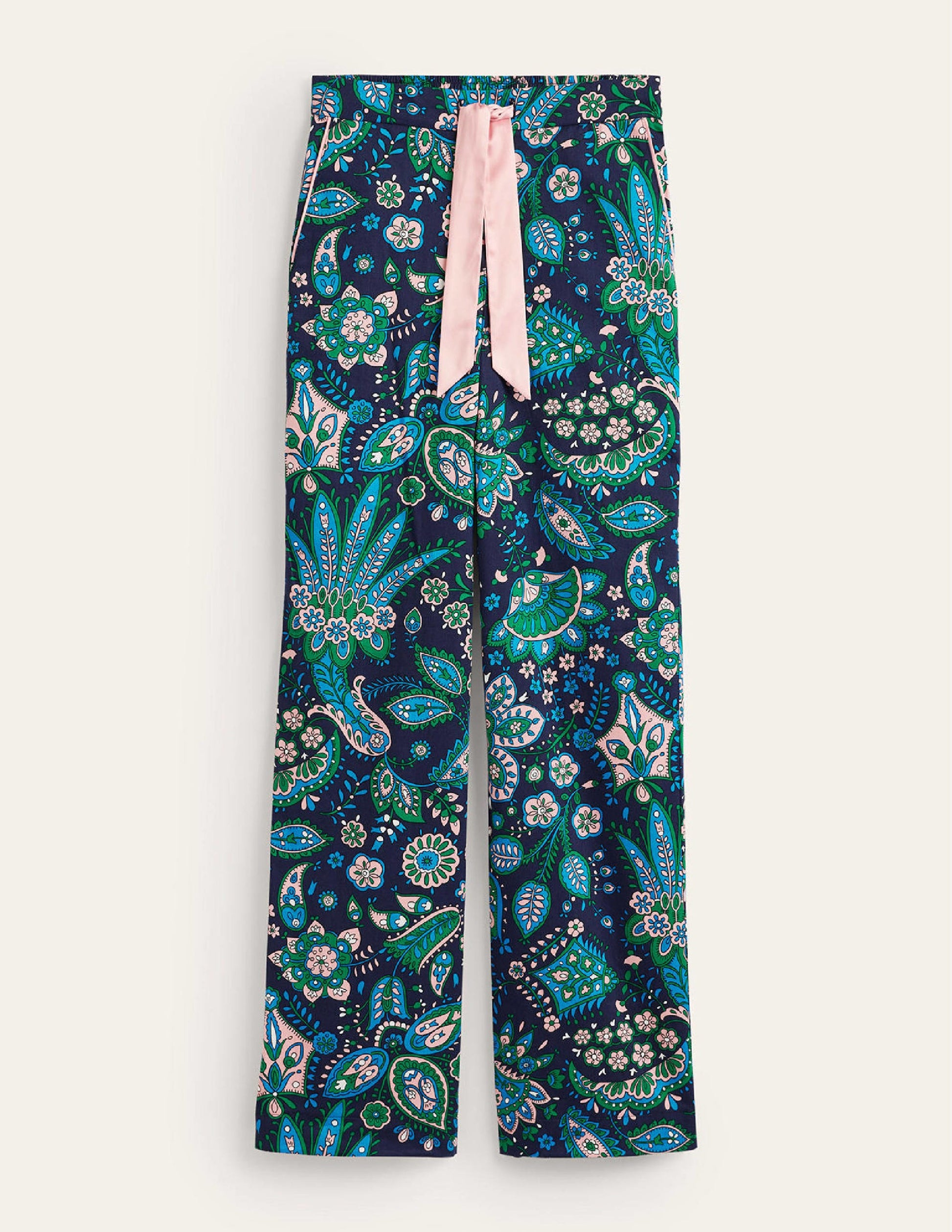 Cotton Sateen Pajama Trousers-Multi, Azalea Bloom-5