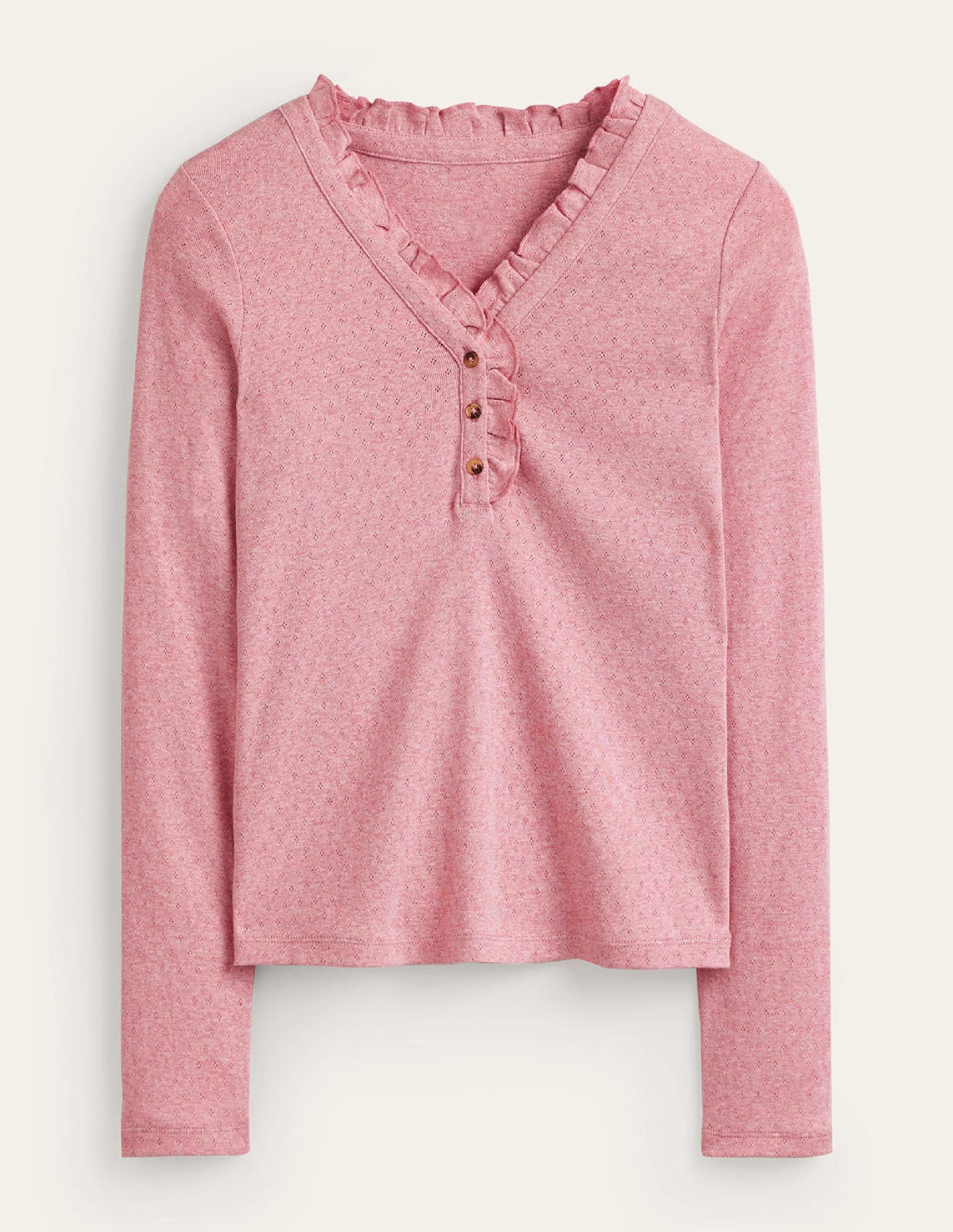 Henley Pajama Top-Pink - Image 5