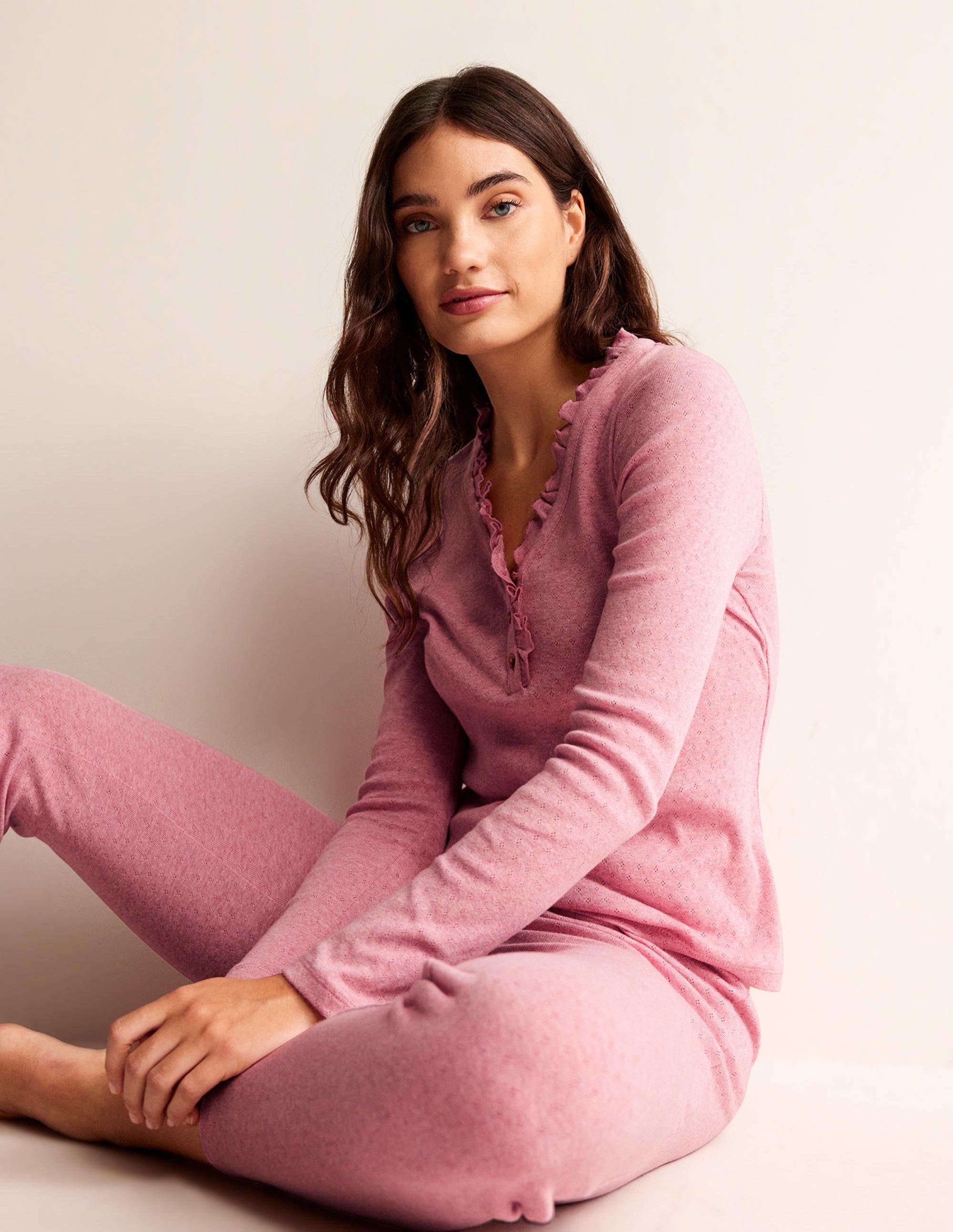 Henley Pajama Top-Pink - Image 4