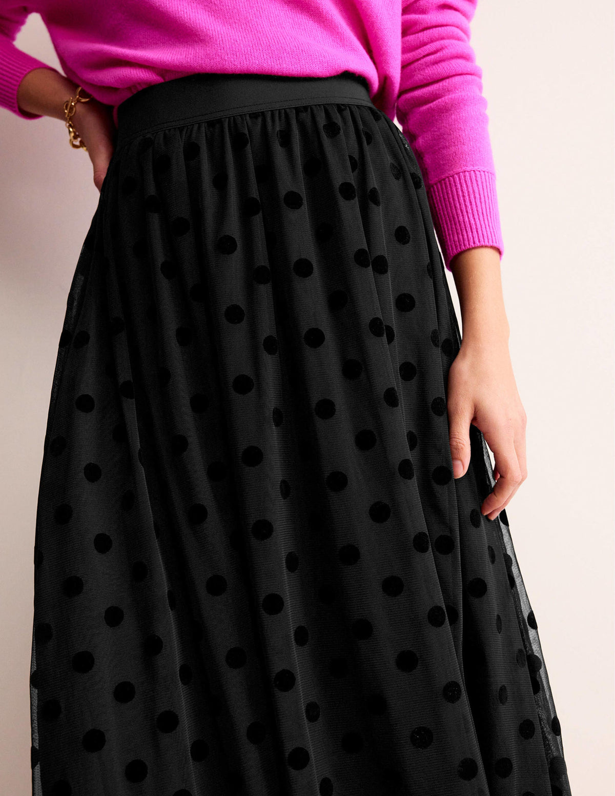 Tulle Full Midi Skirt-Black Spot - Image 2