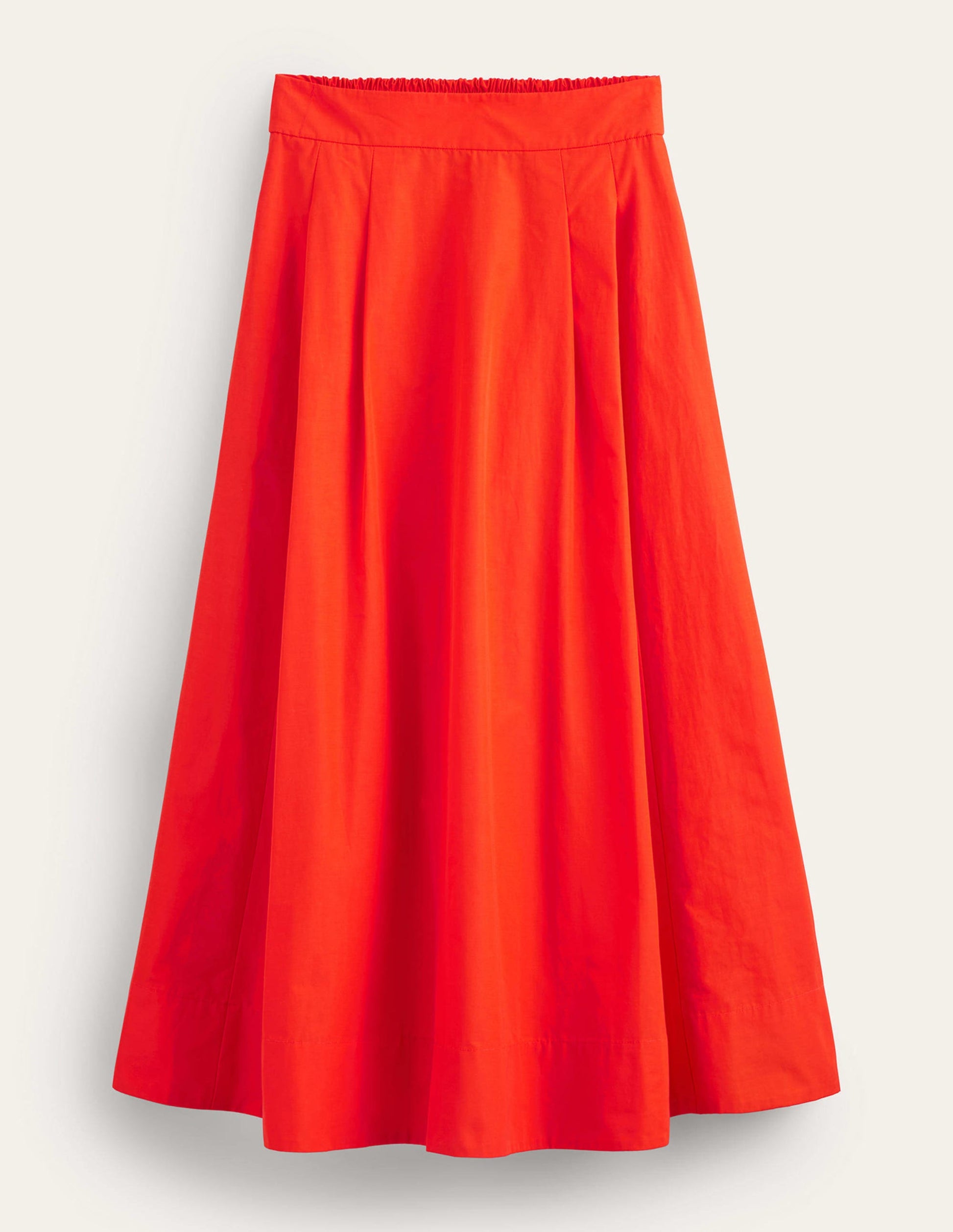 Taffeta Pull-on Midi Skirt-Red-6