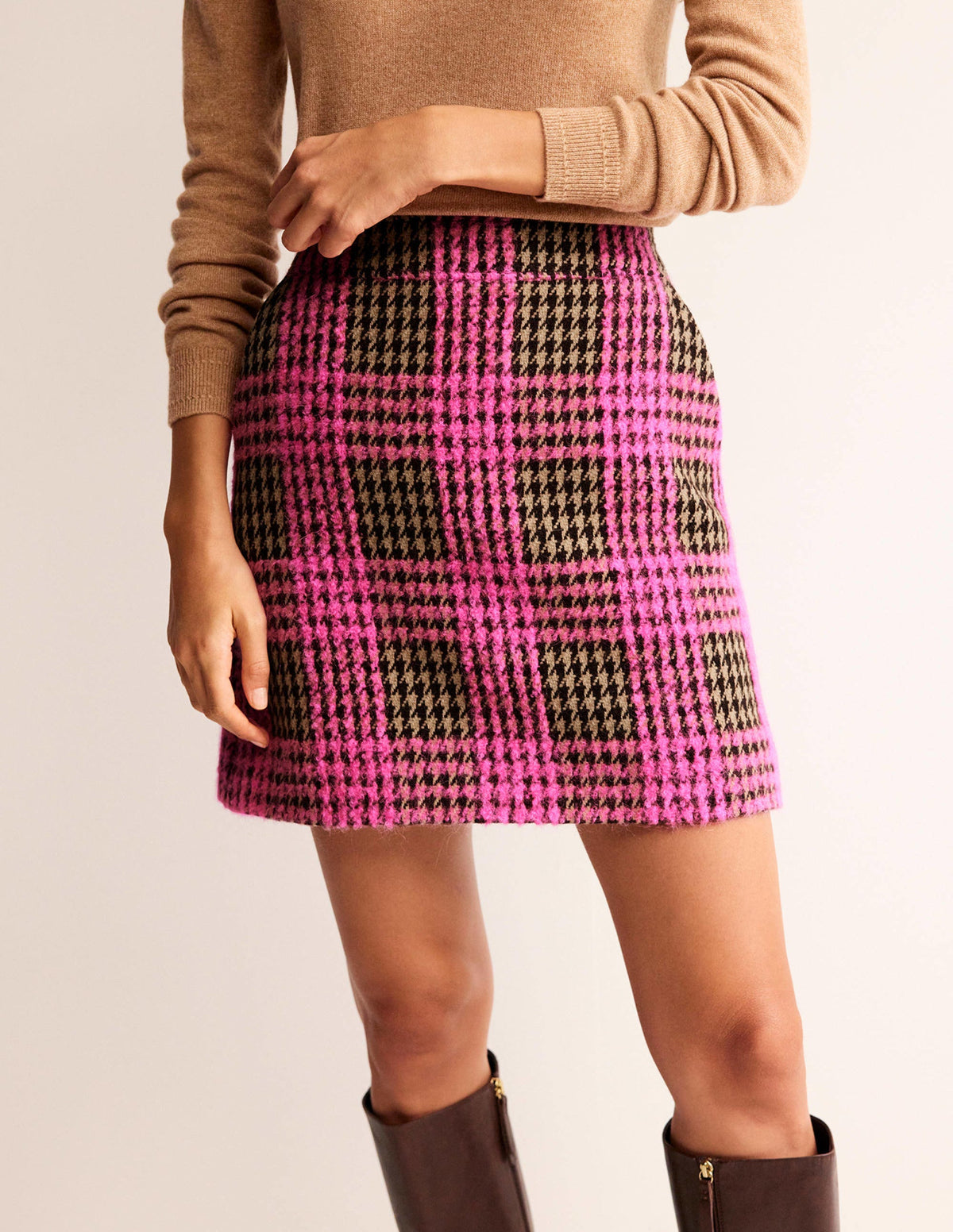 Estella Check Skirt-Neon Pink Check - Image 4