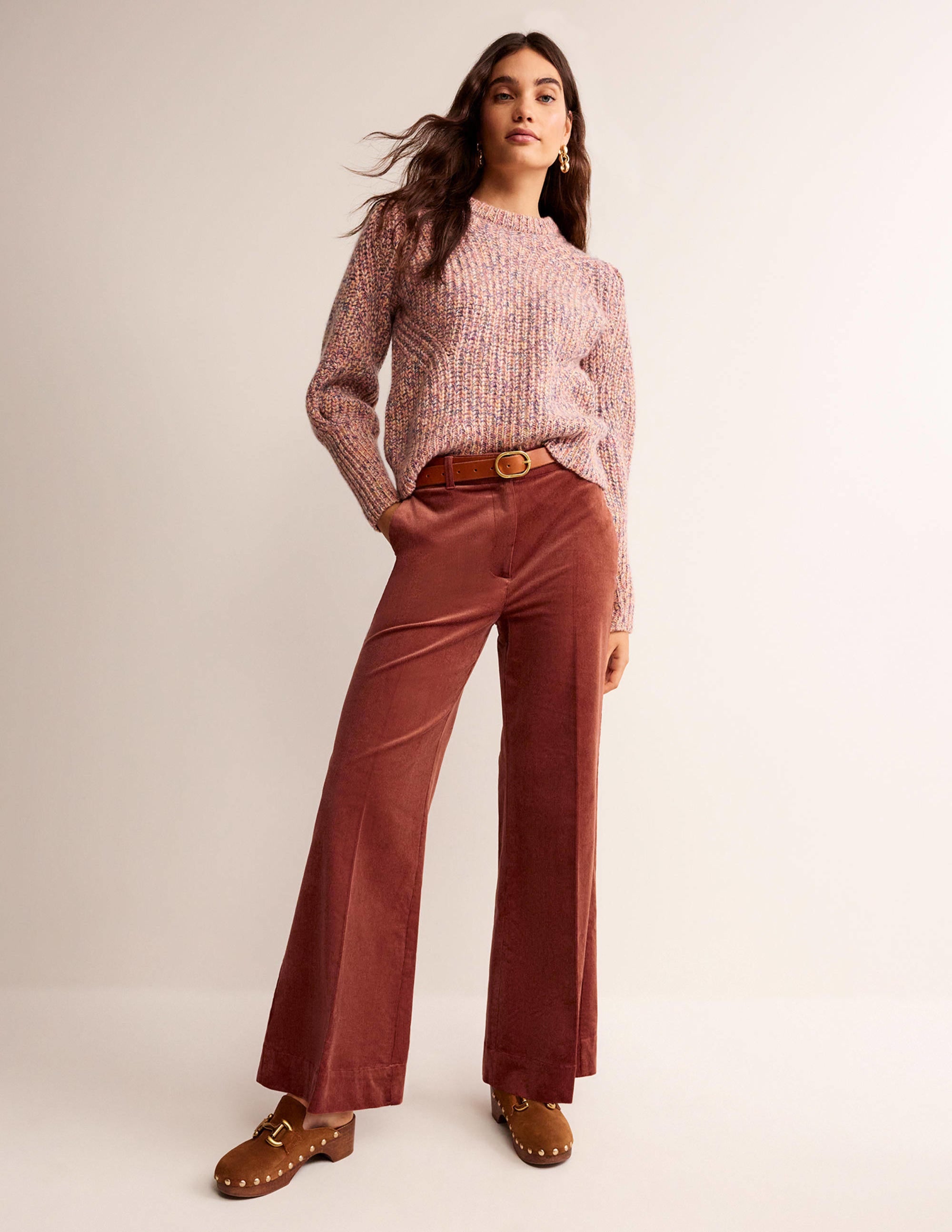 Wide-Leg Corduroy Pants-Red Oak - Image 1