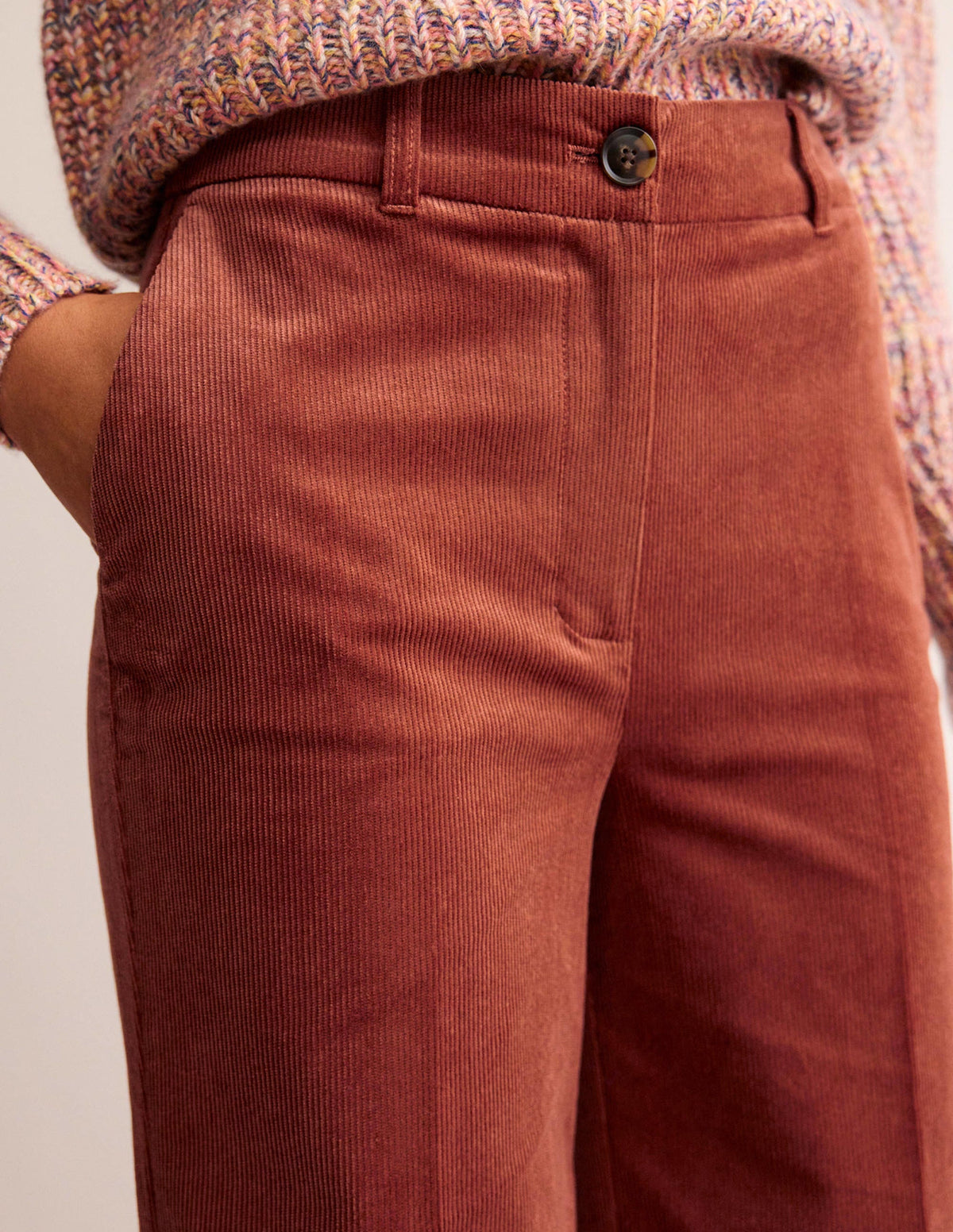 Wide-Leg Corduroy Pants-Red Oak - Image 2
