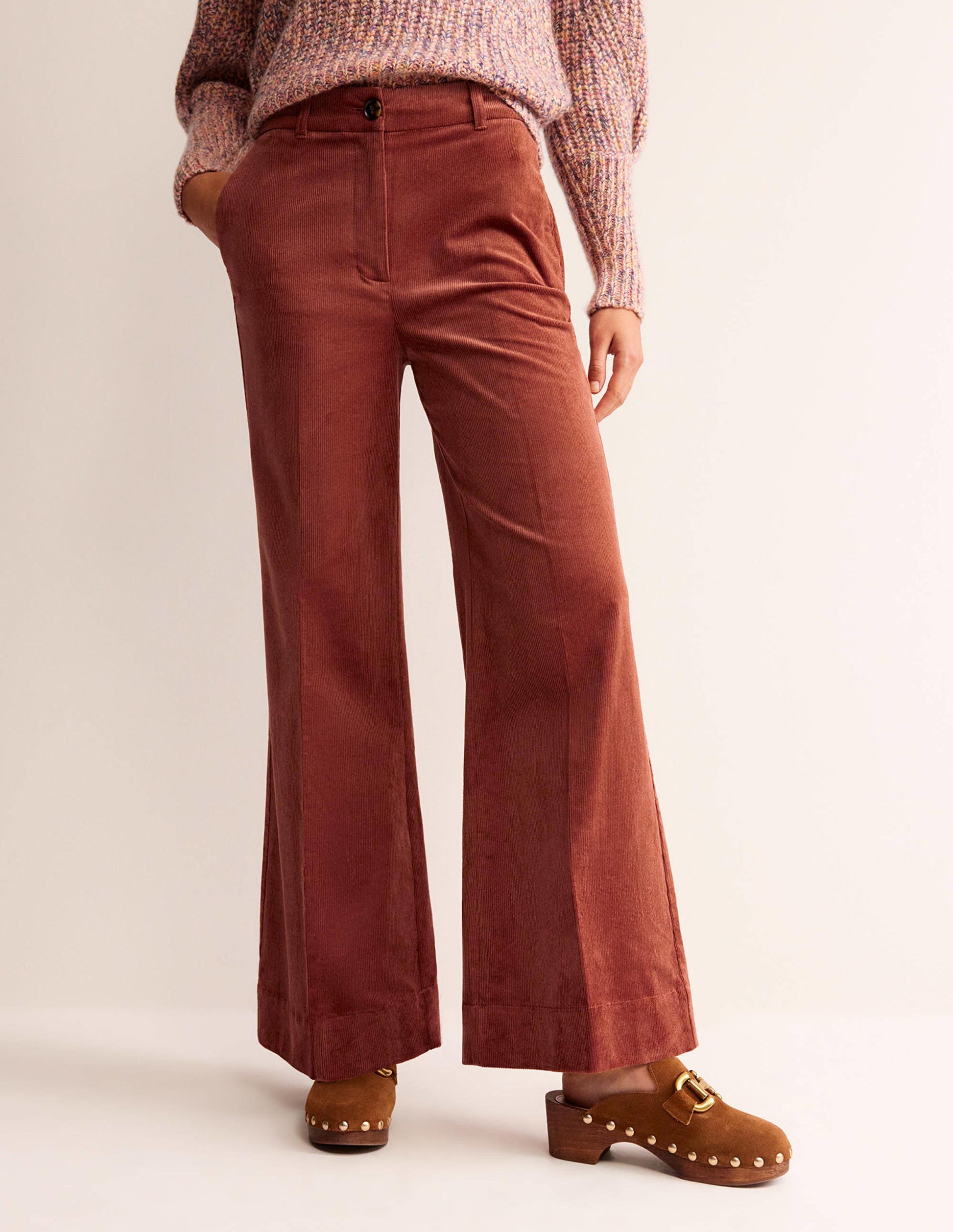 Wide-Leg Corduroy Pants-Red Oak-4