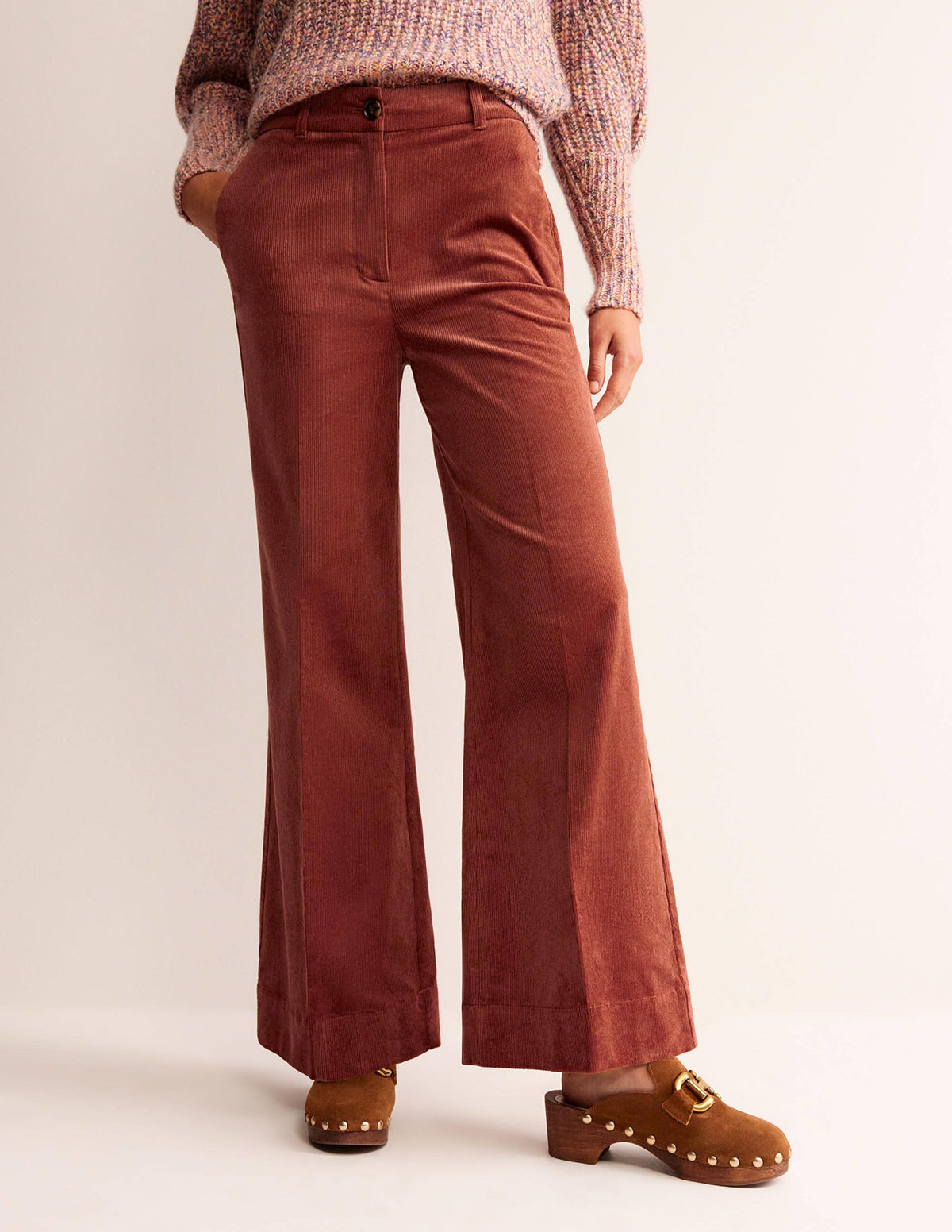 Wide-Leg Corduroy Pants-Red Oak - Image 4