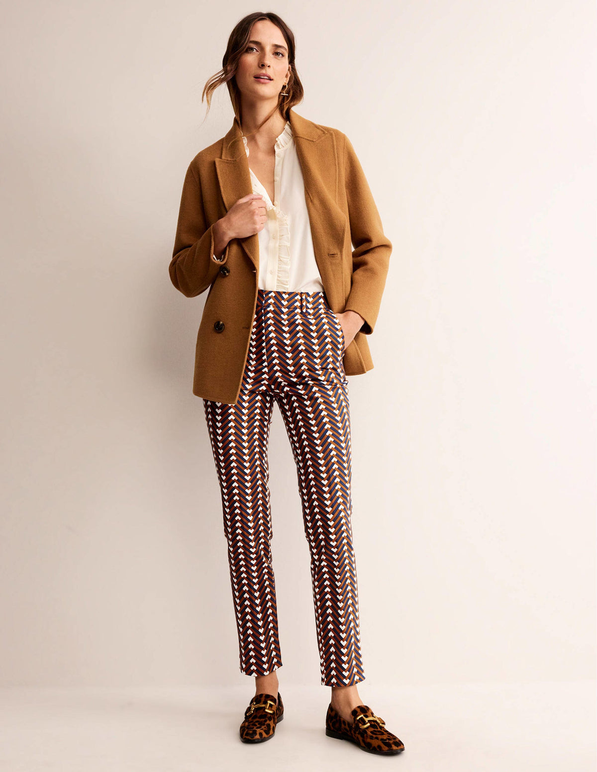 Highgate Printed Pants-Pumpkin, Chevron Geo-1