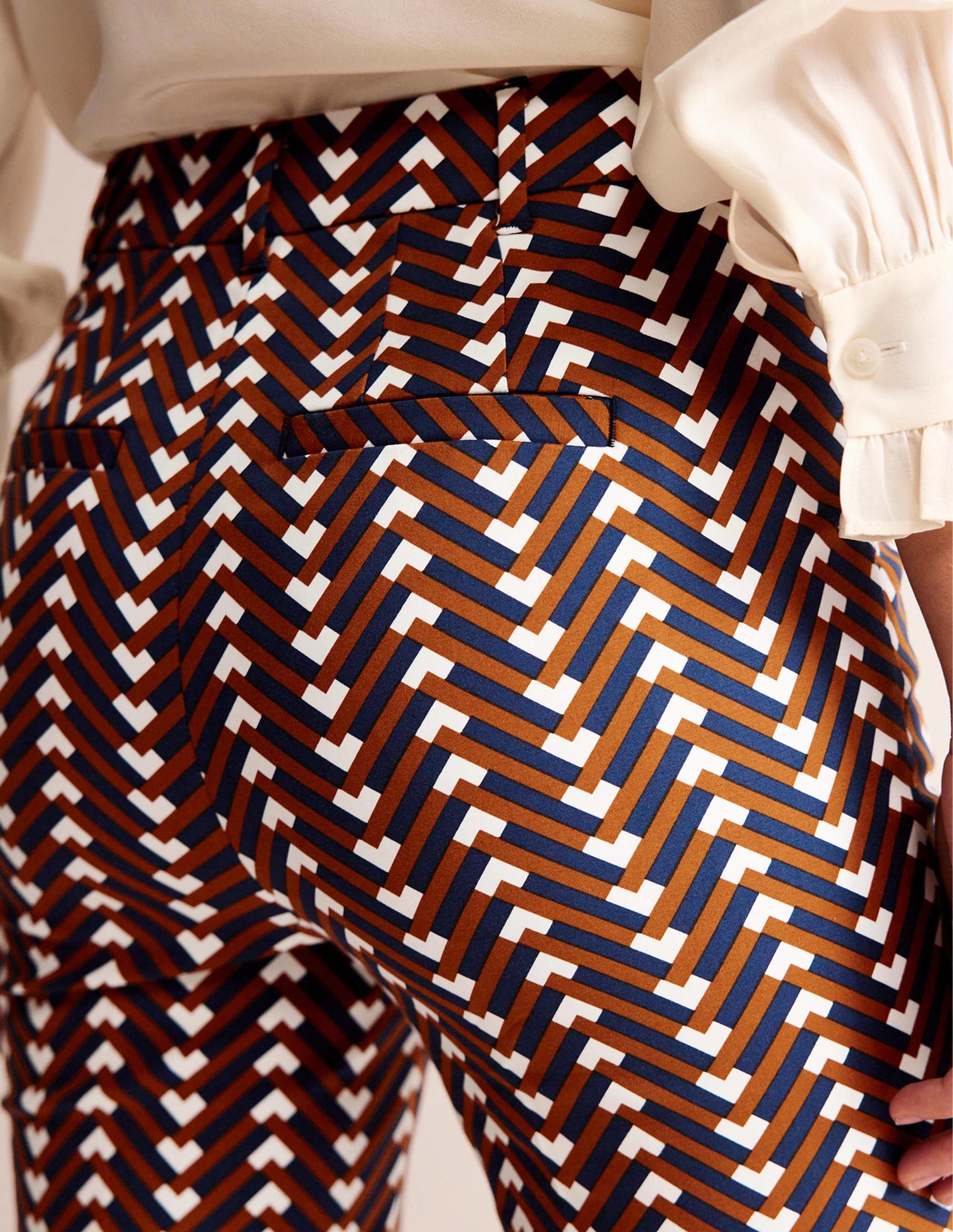 Highgate Printed Pants-Pumpkin, Chevron Geo - Image 2