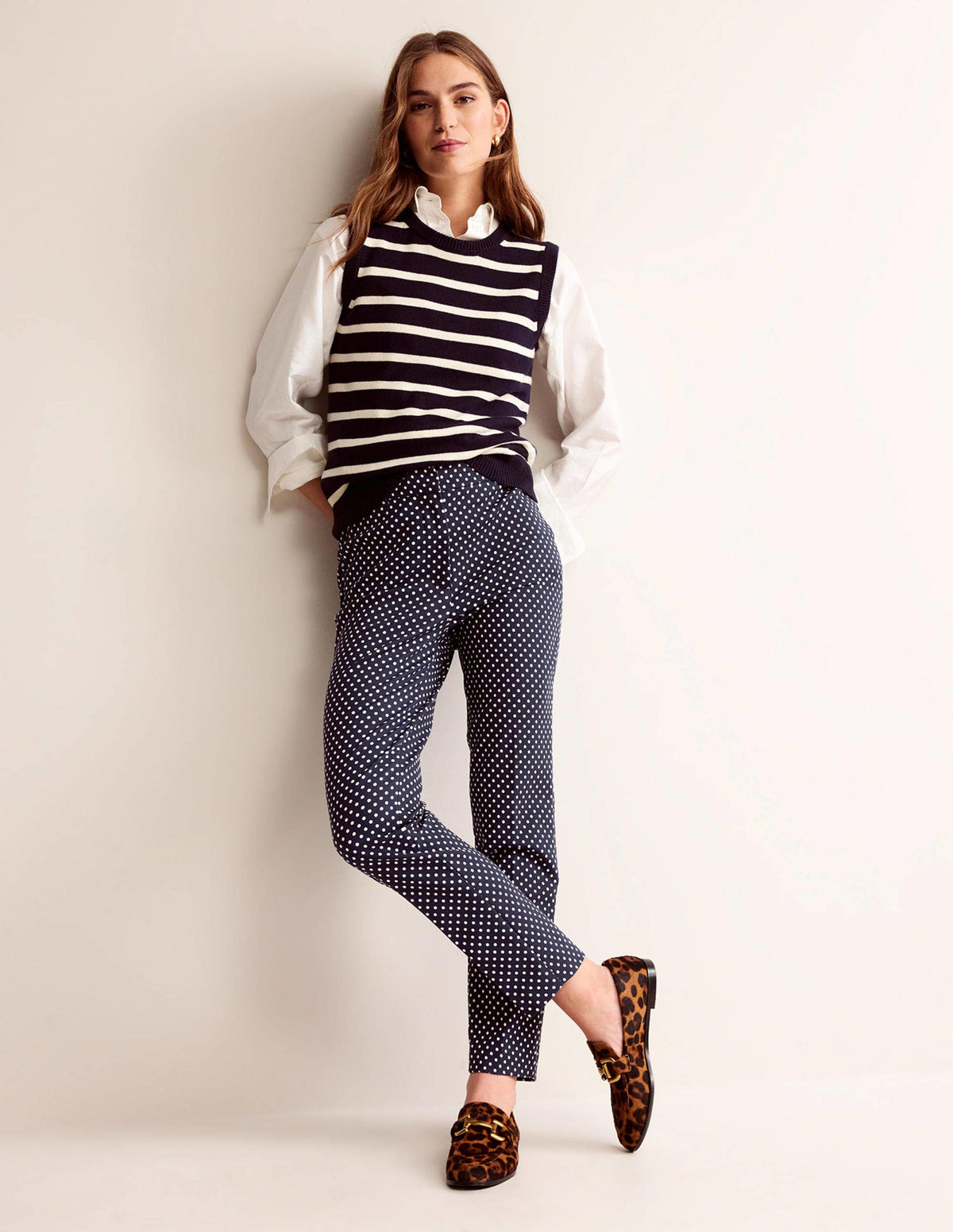 Highgate Printed Pants-French Navy, Dotty - Image 1