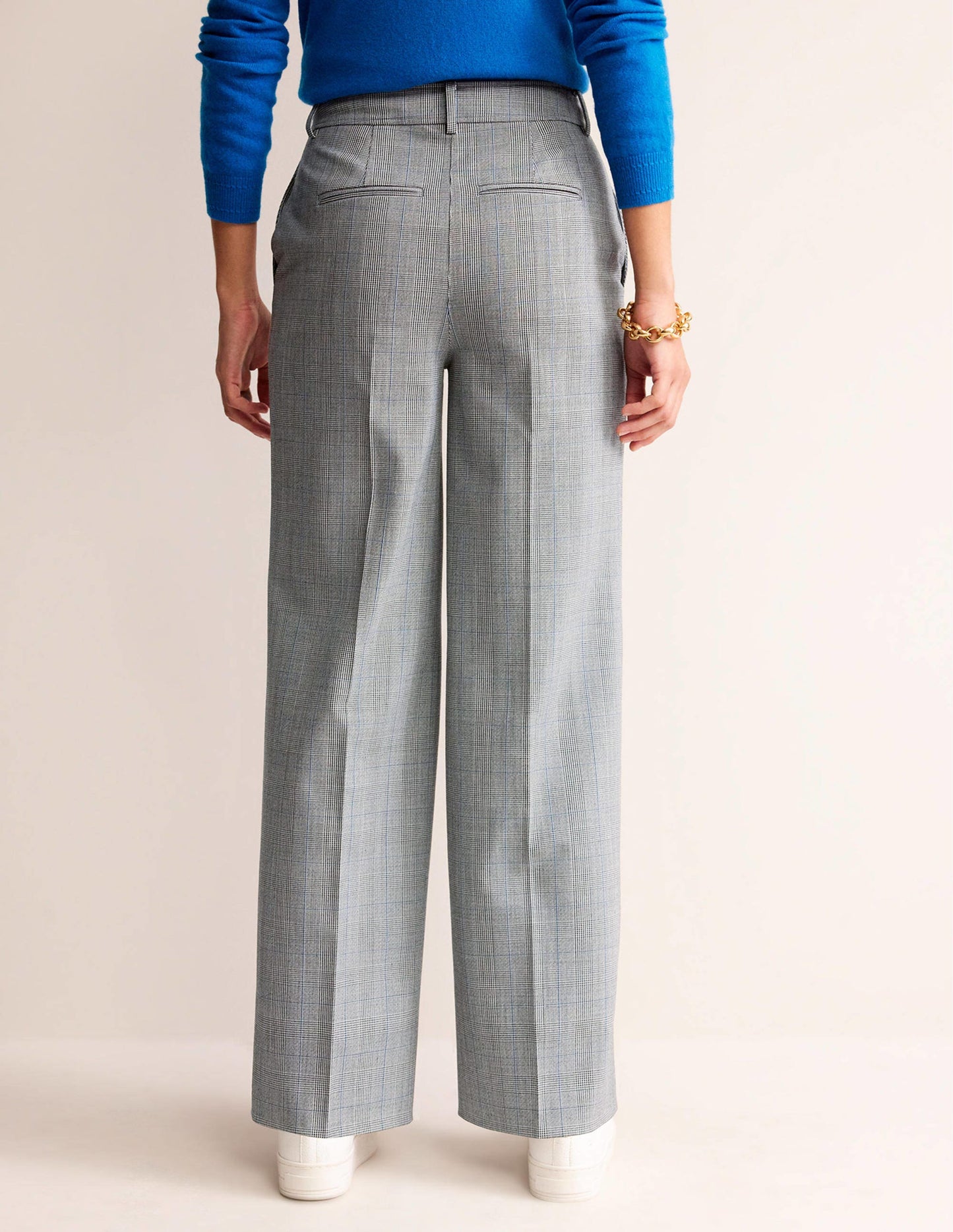 Westbourne Wool Blend Pants-Ivory, Charcoal and Blue Pow