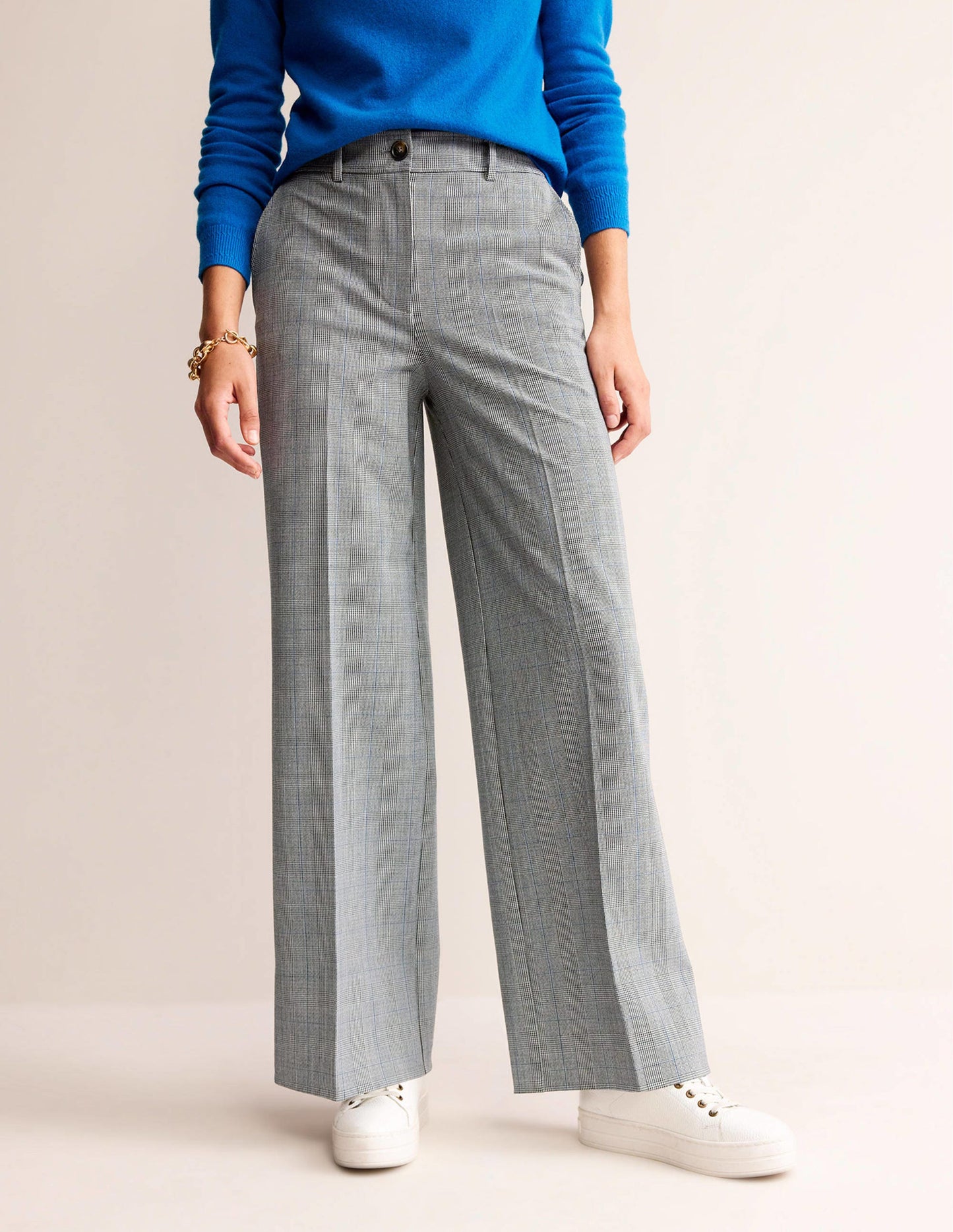 Westbourne Wool Blend Pants-Ivory, Charcoal and Blue Pow