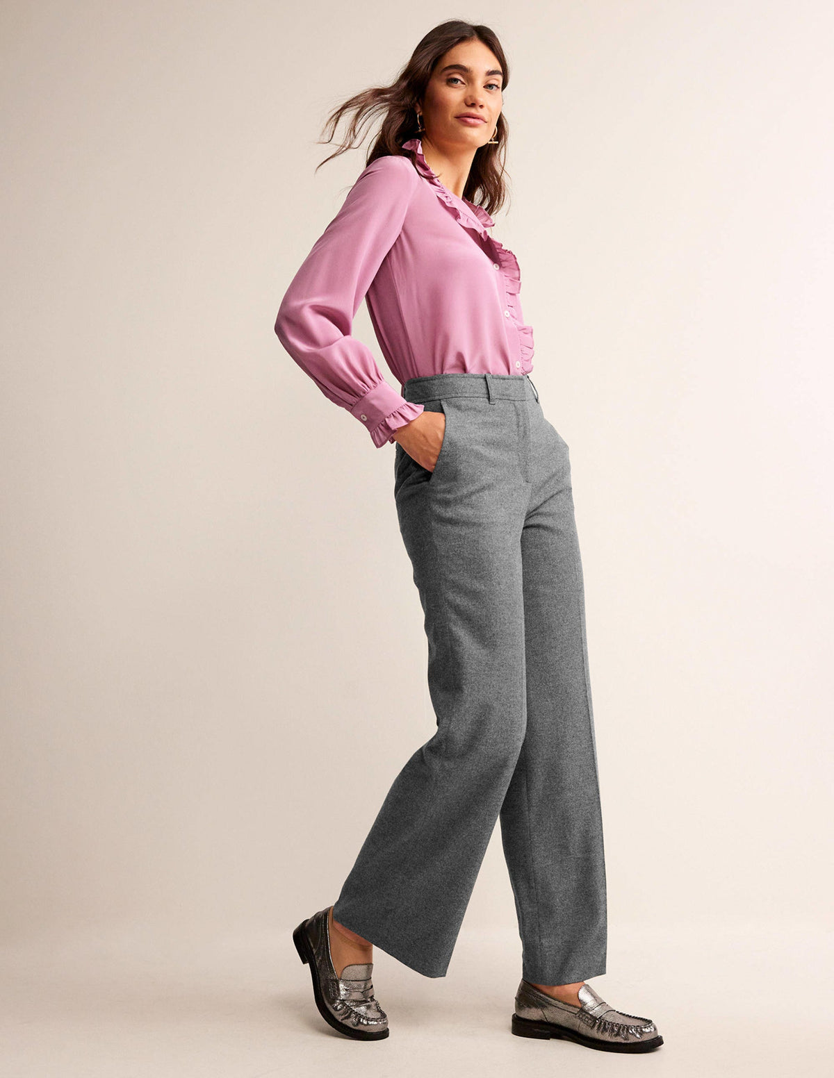 Westbourne Wool Pants-Charcoal Marl - Image 1