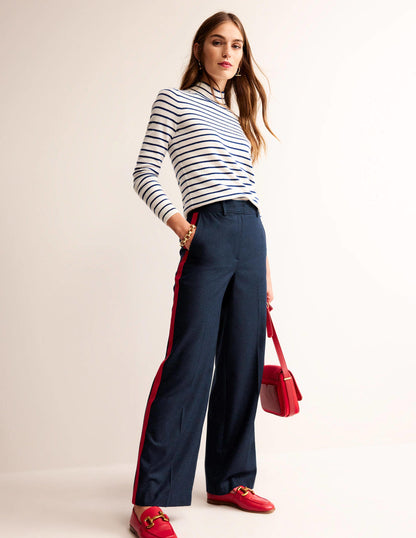Westbourne Wool Pants-Navy with Red Stripe-1