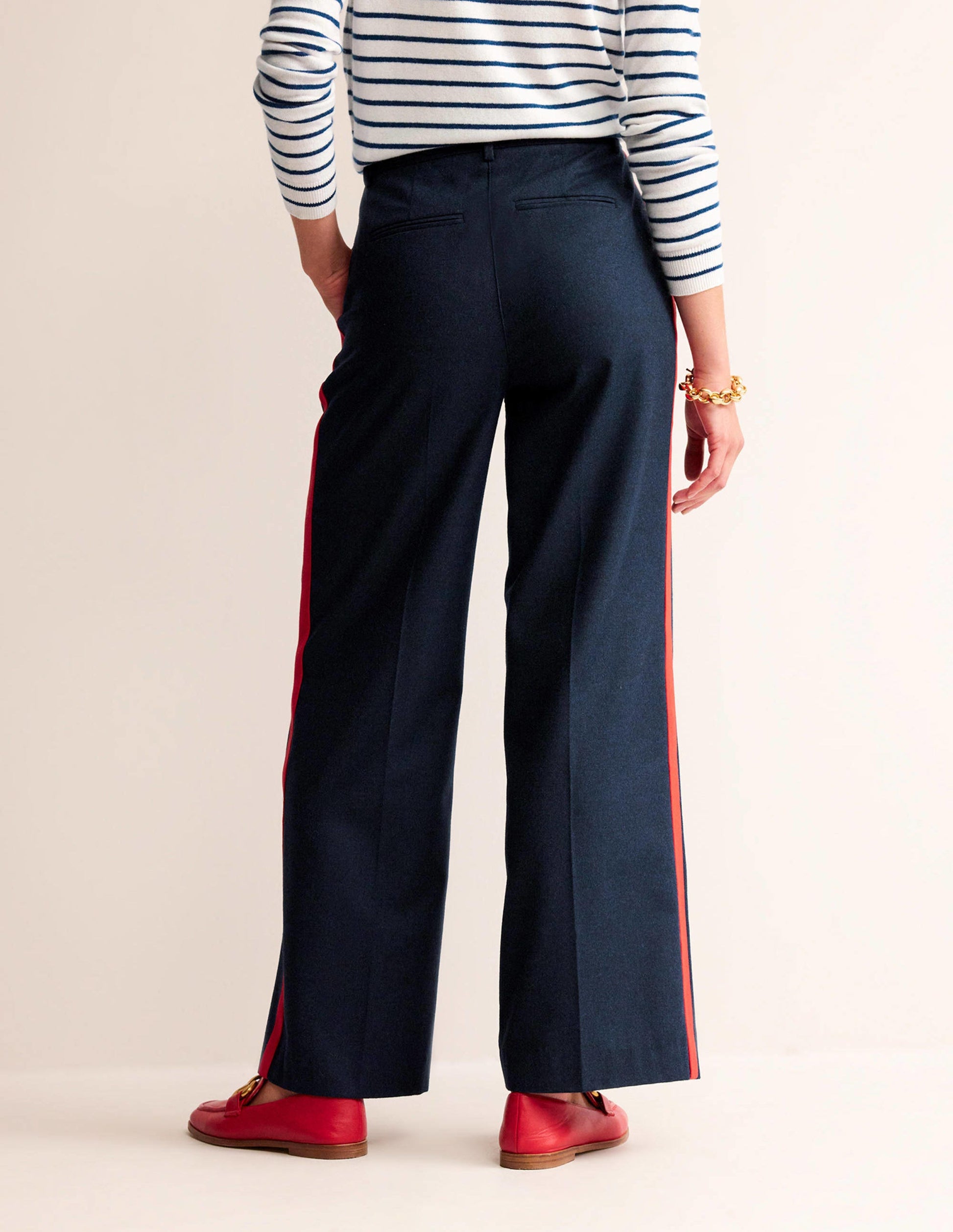 Westbourne Wool Pants-Navy with Red Stripe-3