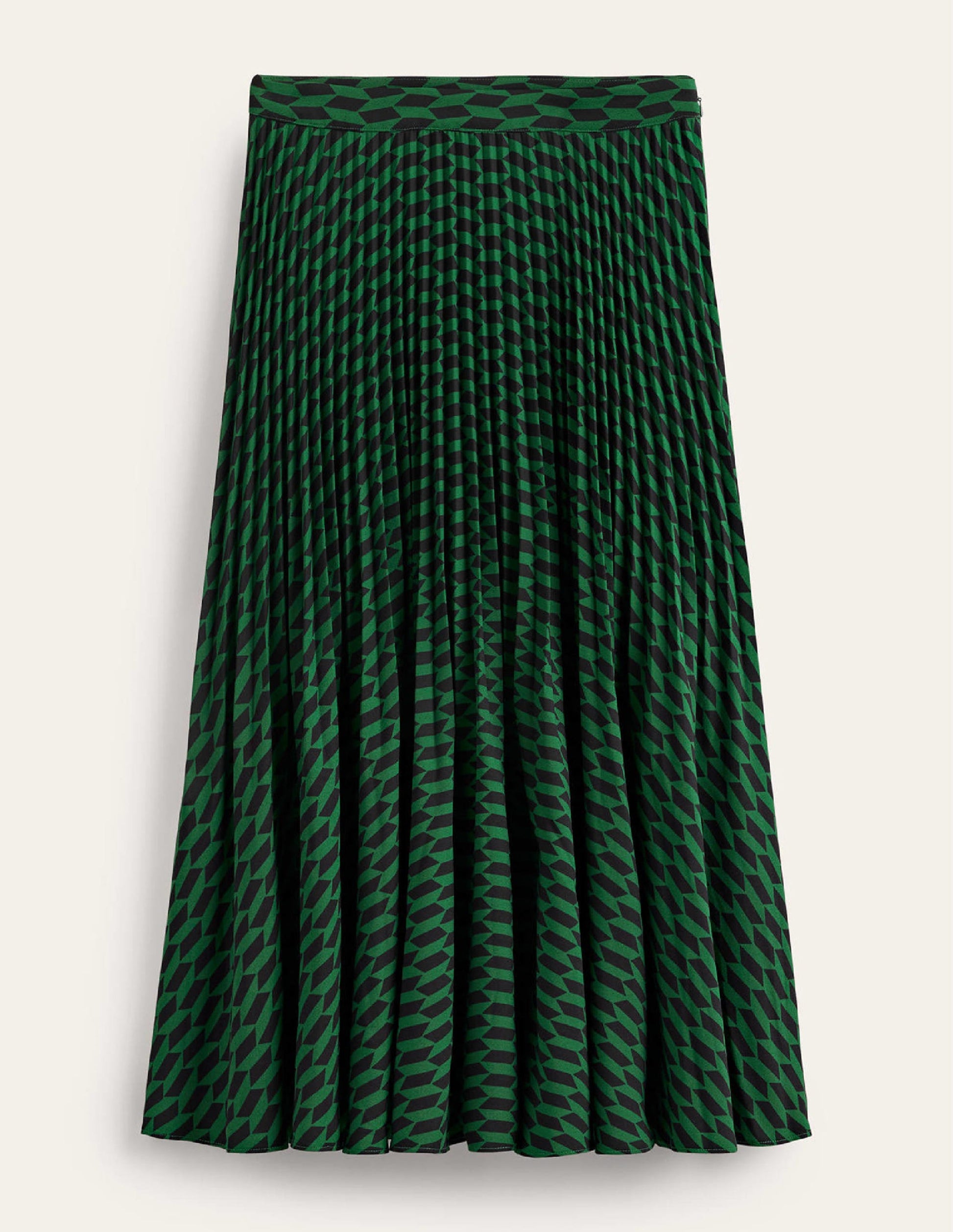 Pleated Midi Skirt-Bright Green, Terrace Geo-5