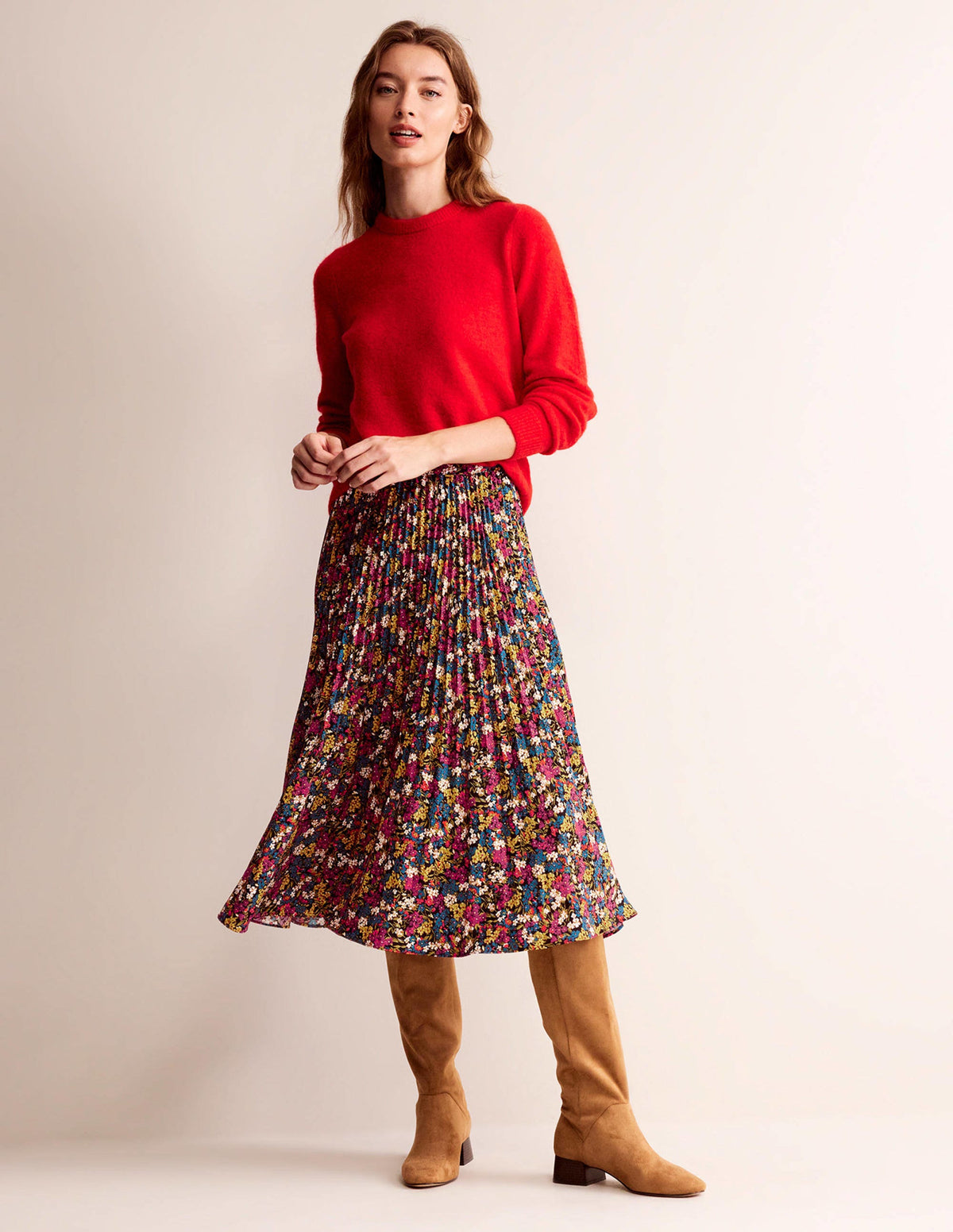 Pleated Midi Skirt-Multi, Botanic Dawn-1