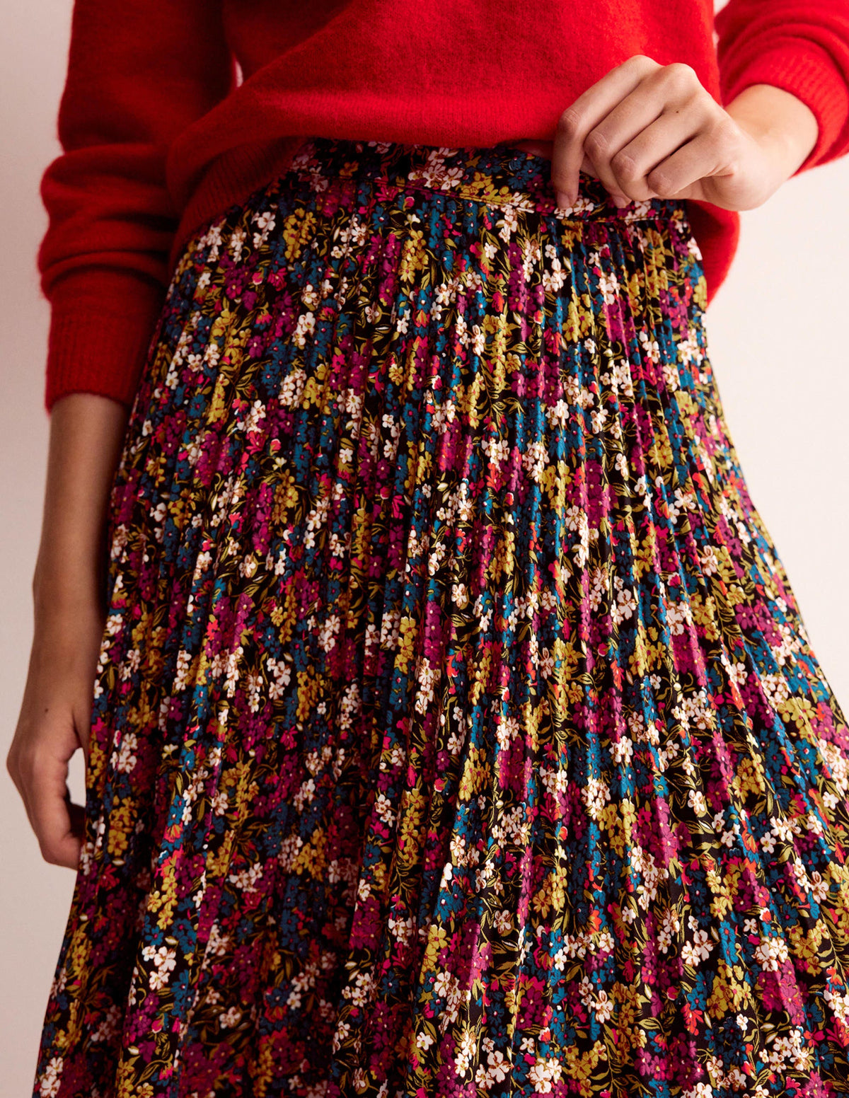 Pleated Midi Skirt-Multi, Botanic Dawn-2