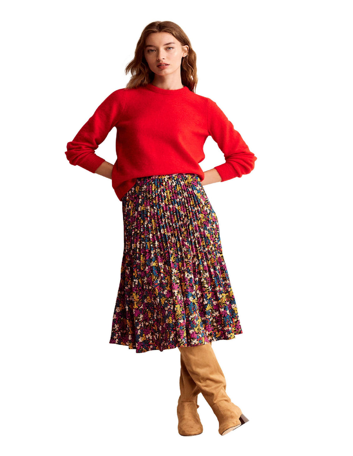 Pleated Midi Skirt-Multi, Botanic Dawn - Image 5