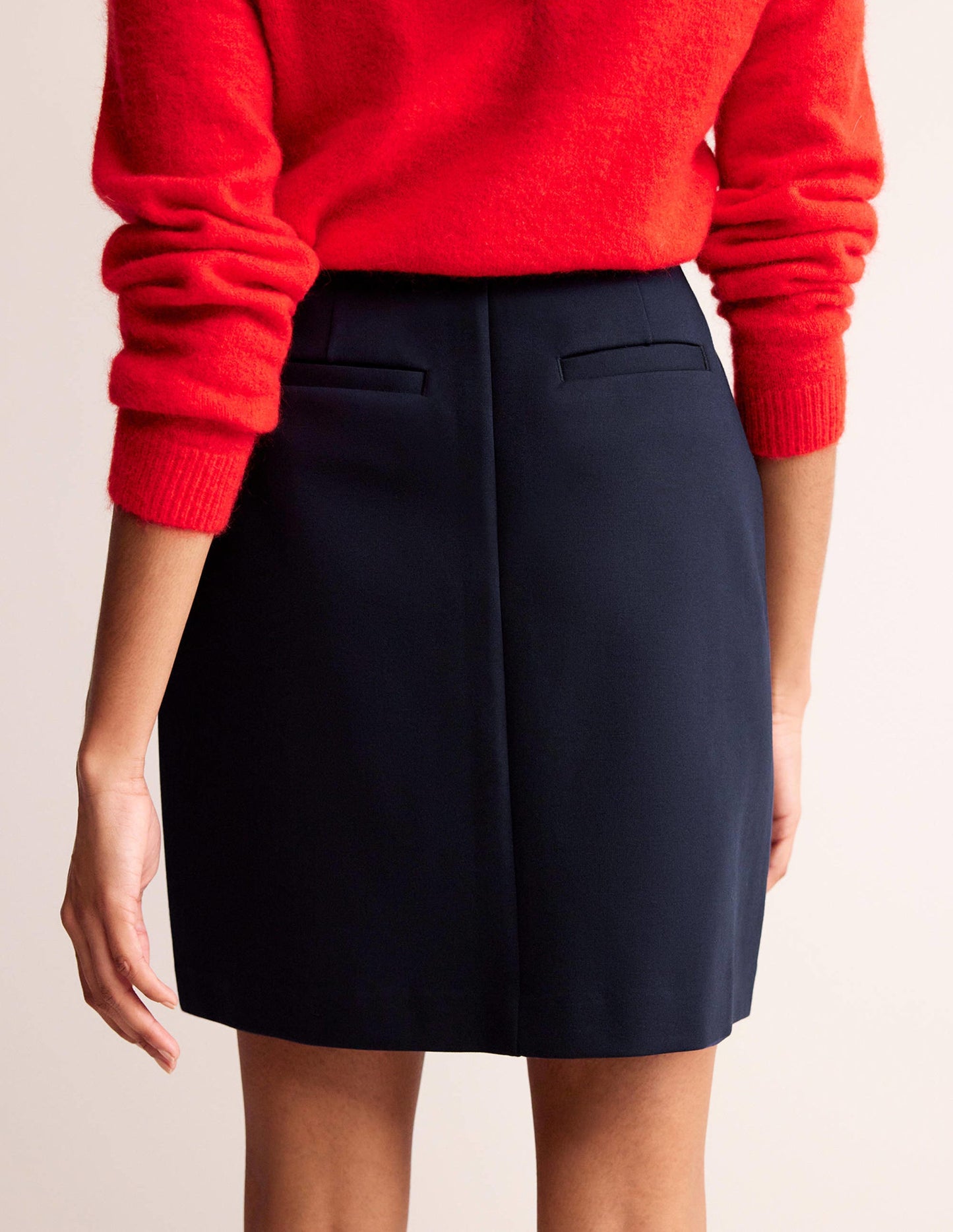 Buttoned Ponte Mini Skirt-Navy