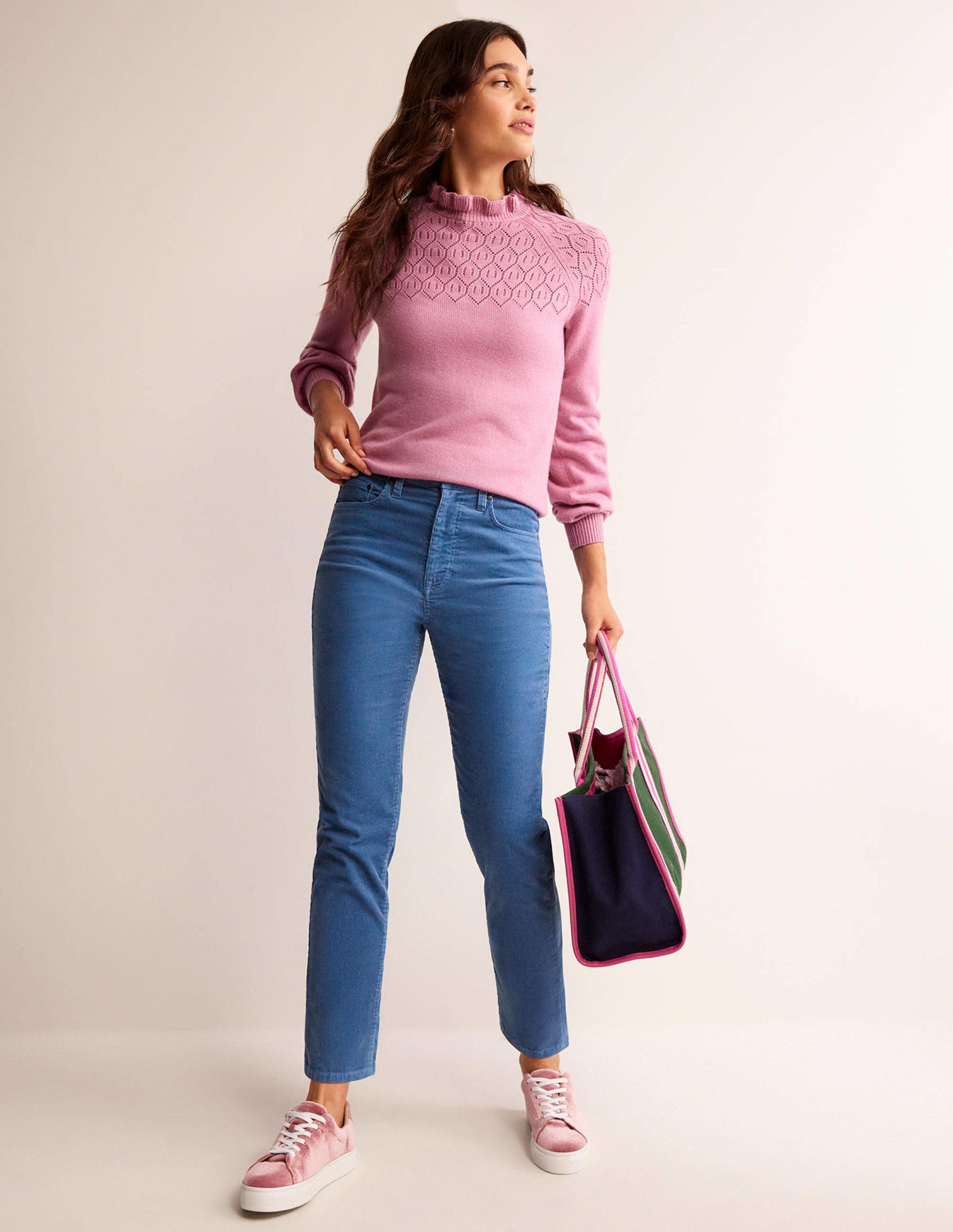 5 Pocket Cord Slim Jeans-Azure-1