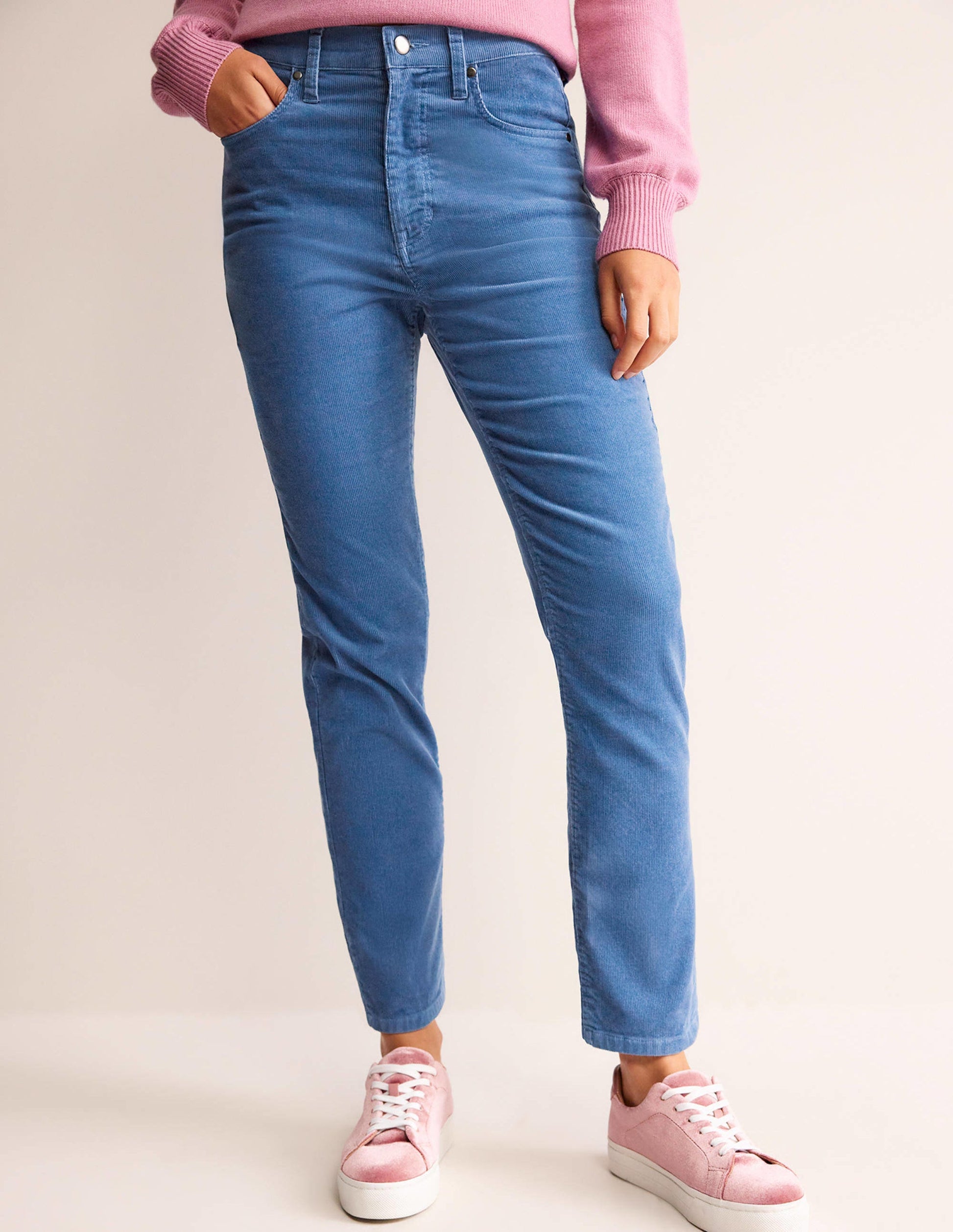 5 Pocket Cord Slim Jeans-Azure-4