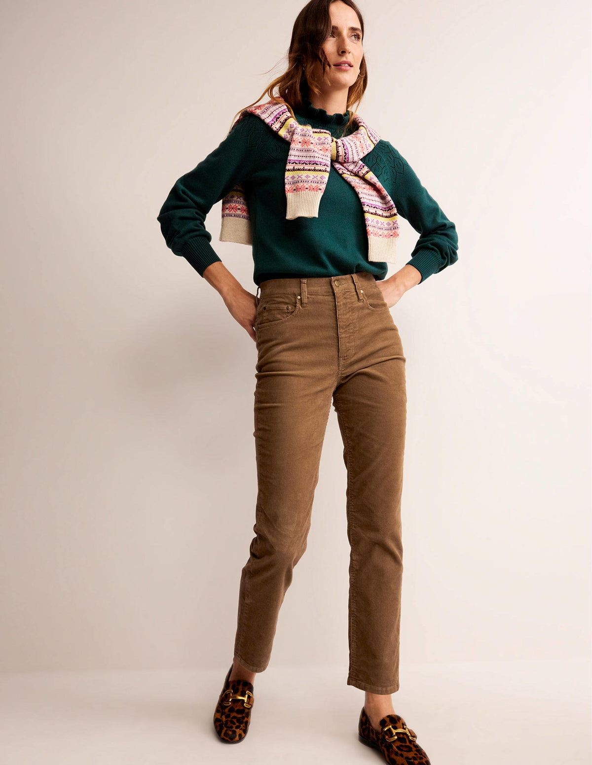 5 Pocket Cord Slim Jeans-Camel - Image 1