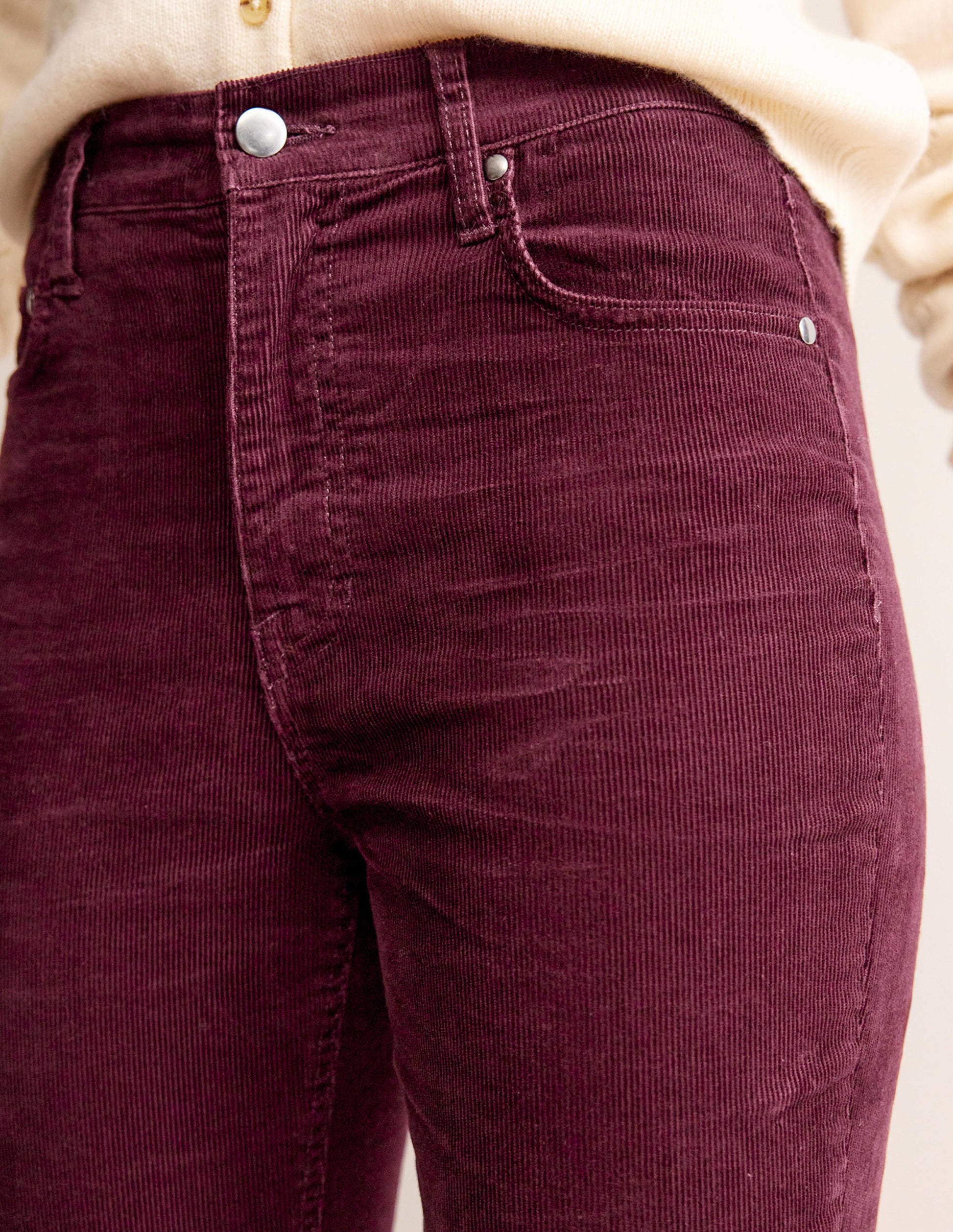 5 Pocket Cord Slim Jeans-Dark Burgundy-5