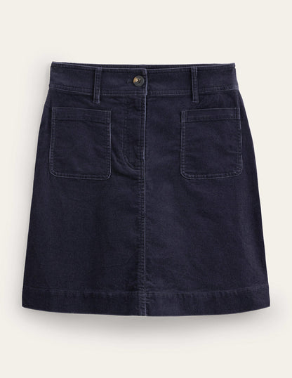 Estella Cord Skirt-Navy