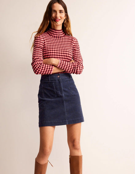 Estella Cord Skirt-Navy