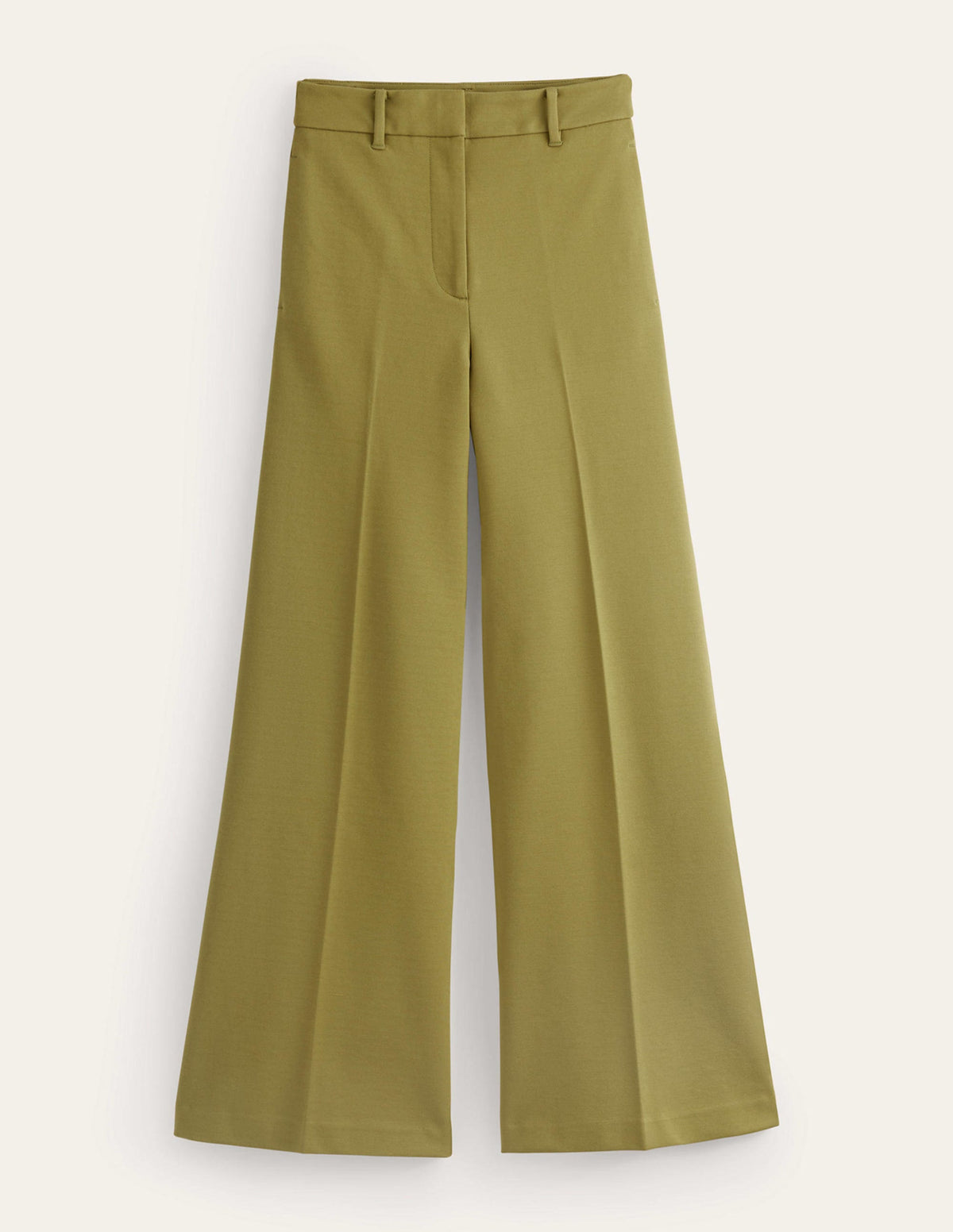 Wide Leg Jersey Pants-Green Olive-5