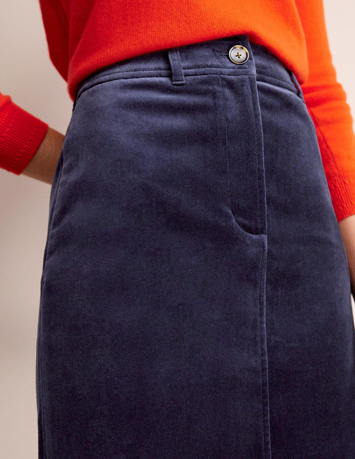 Margot Velvet Midi Skirt-Navy - Image 2