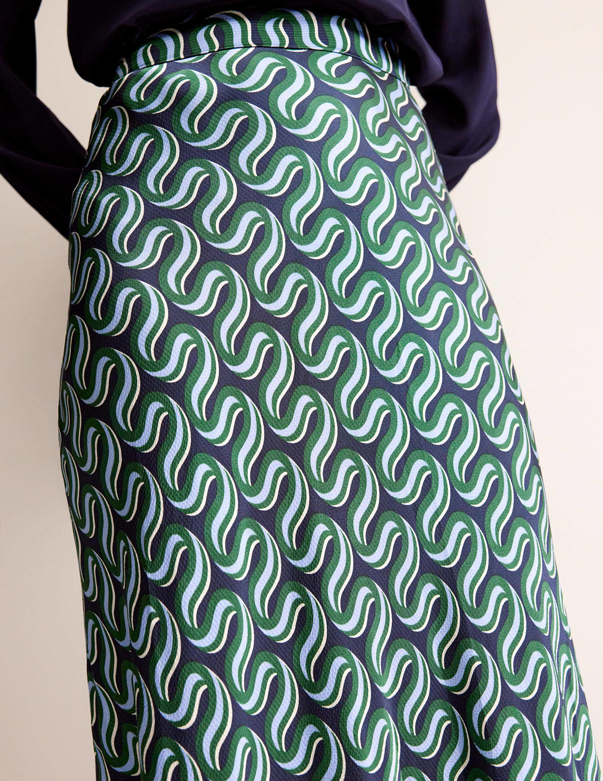Cecelia Midi Skirt-Amazon Green, Ribbon Wave - Image 2