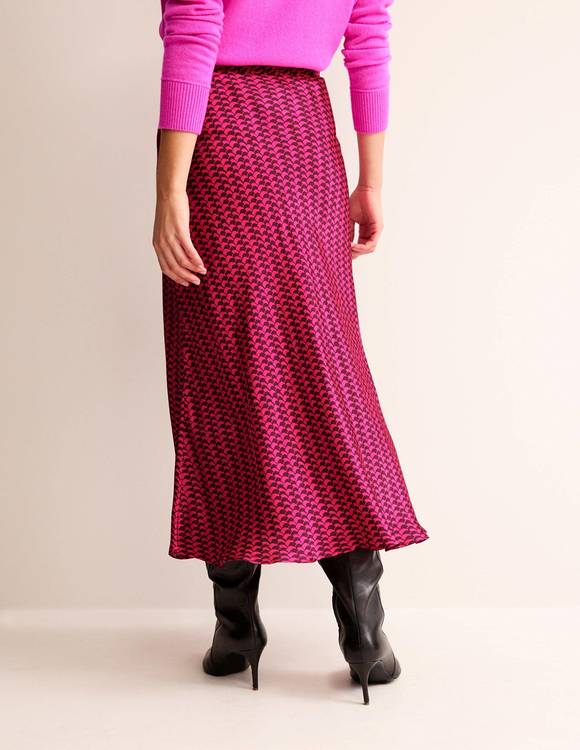 Cecelia Midi Skirt-Vibrant Pink, Geo Fall - Image 3