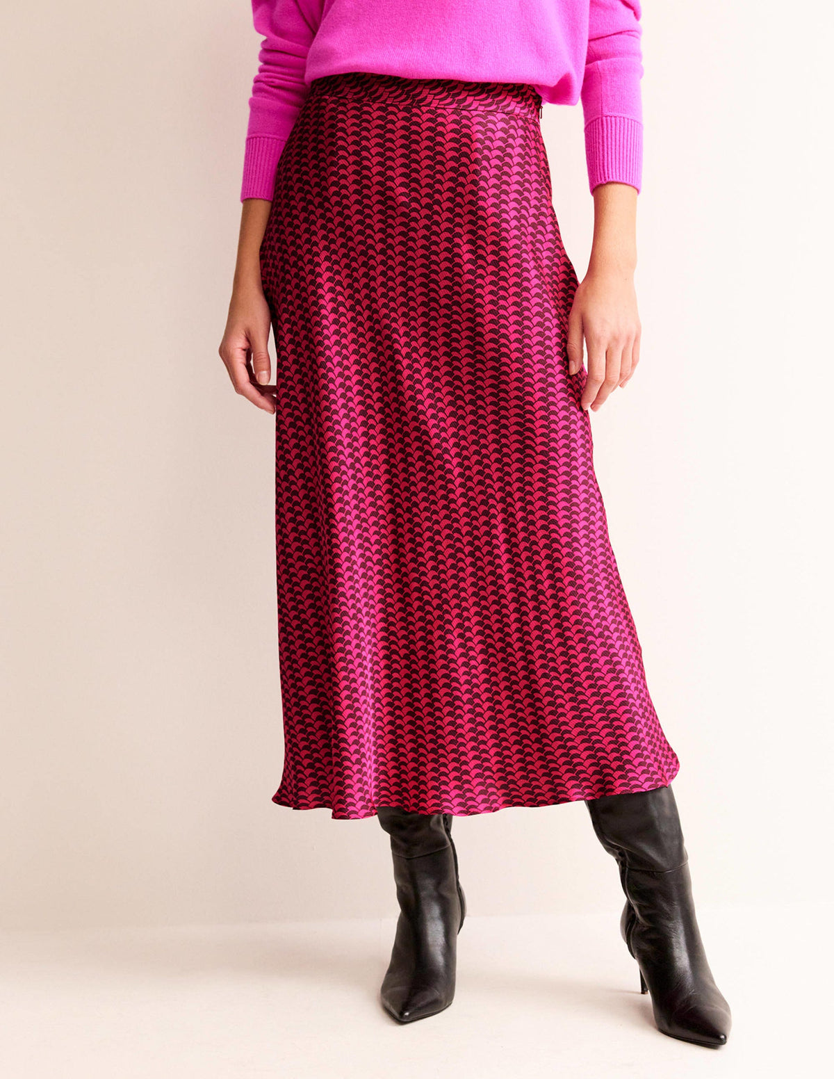 Cecelia Midi Skirt-Vibrant Pink, Geo Fall-4