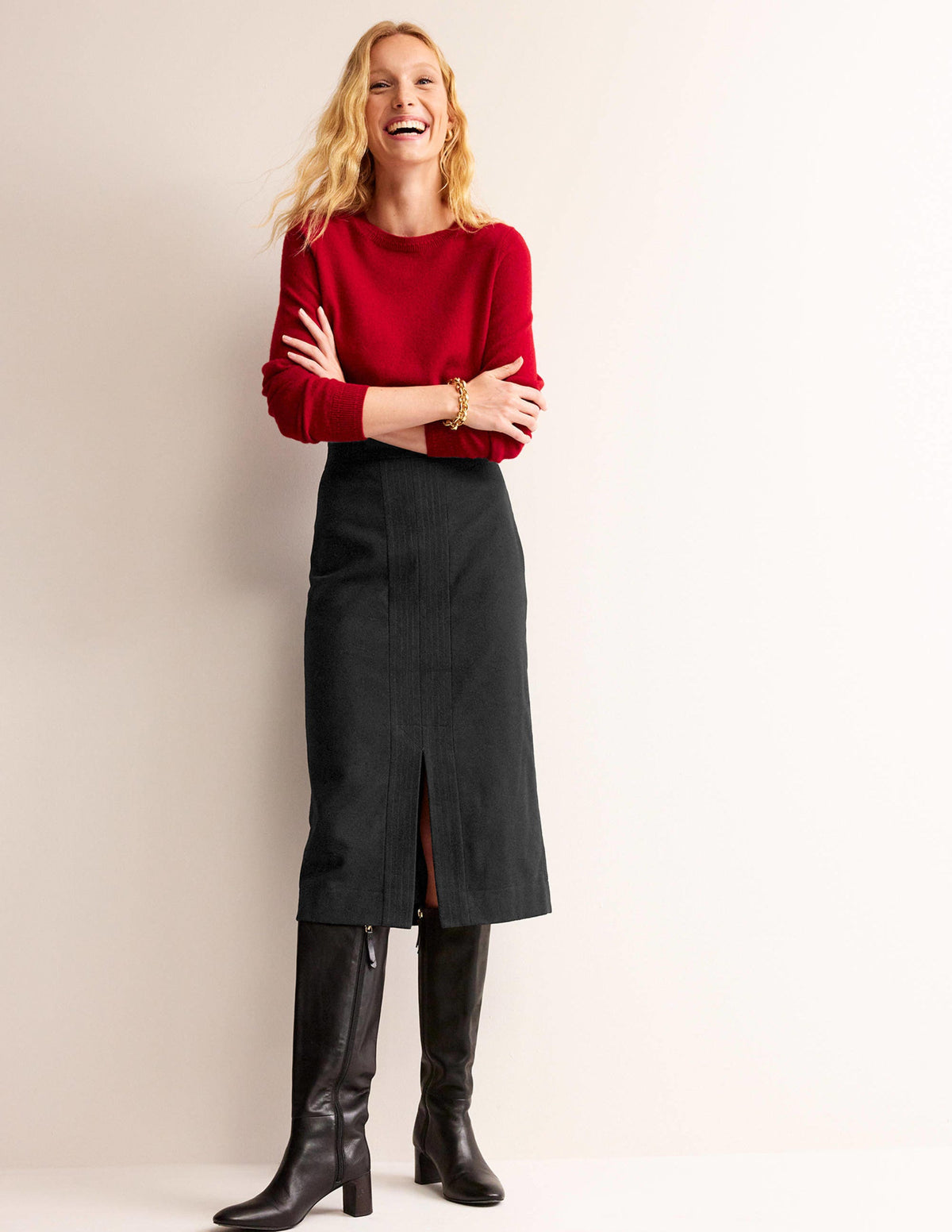 Wool Pencil Skirt-Black - Image 1