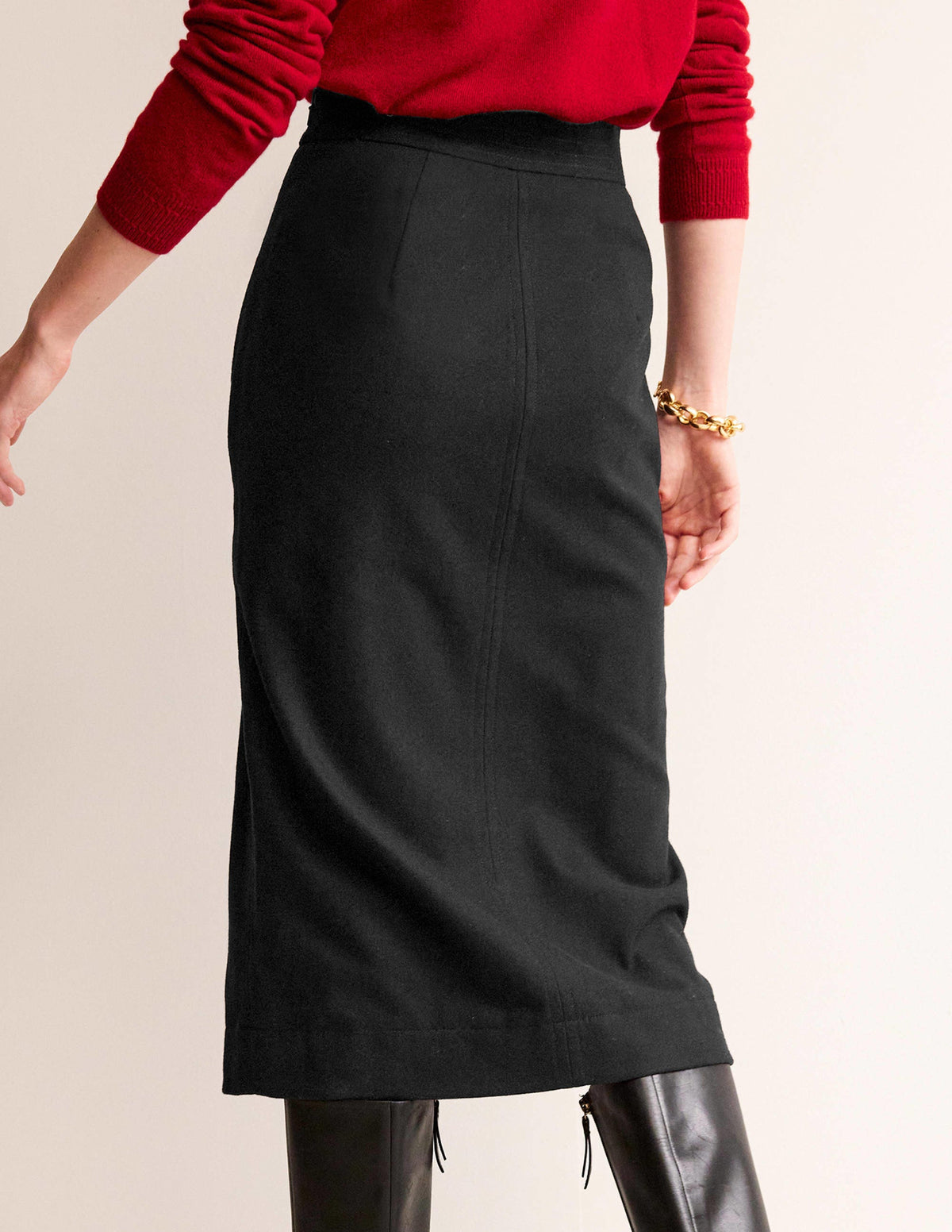 Wool Pencil Skirt-Black - Image 3
