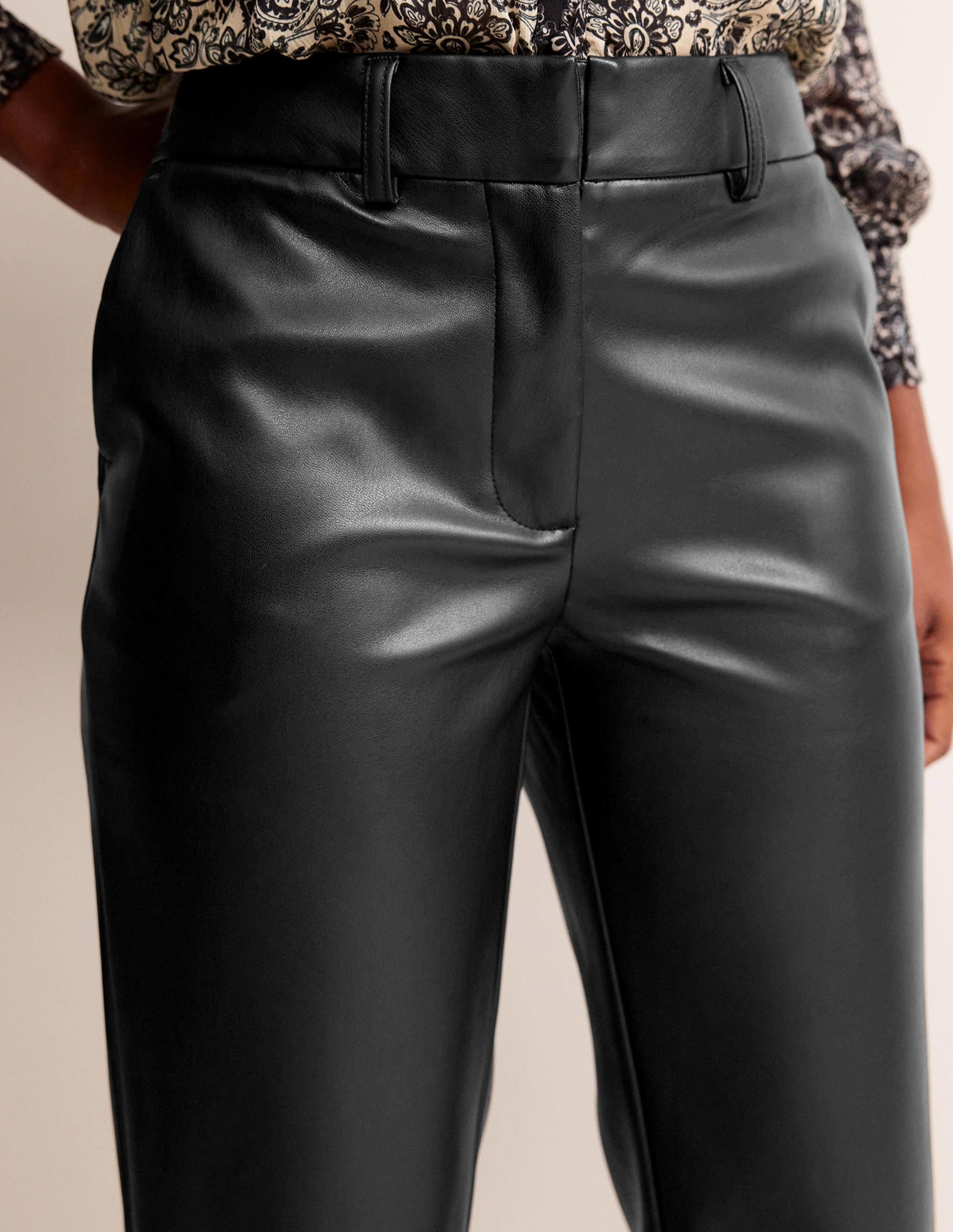 Tapered Faux-Leather Pants-Black - Image 2