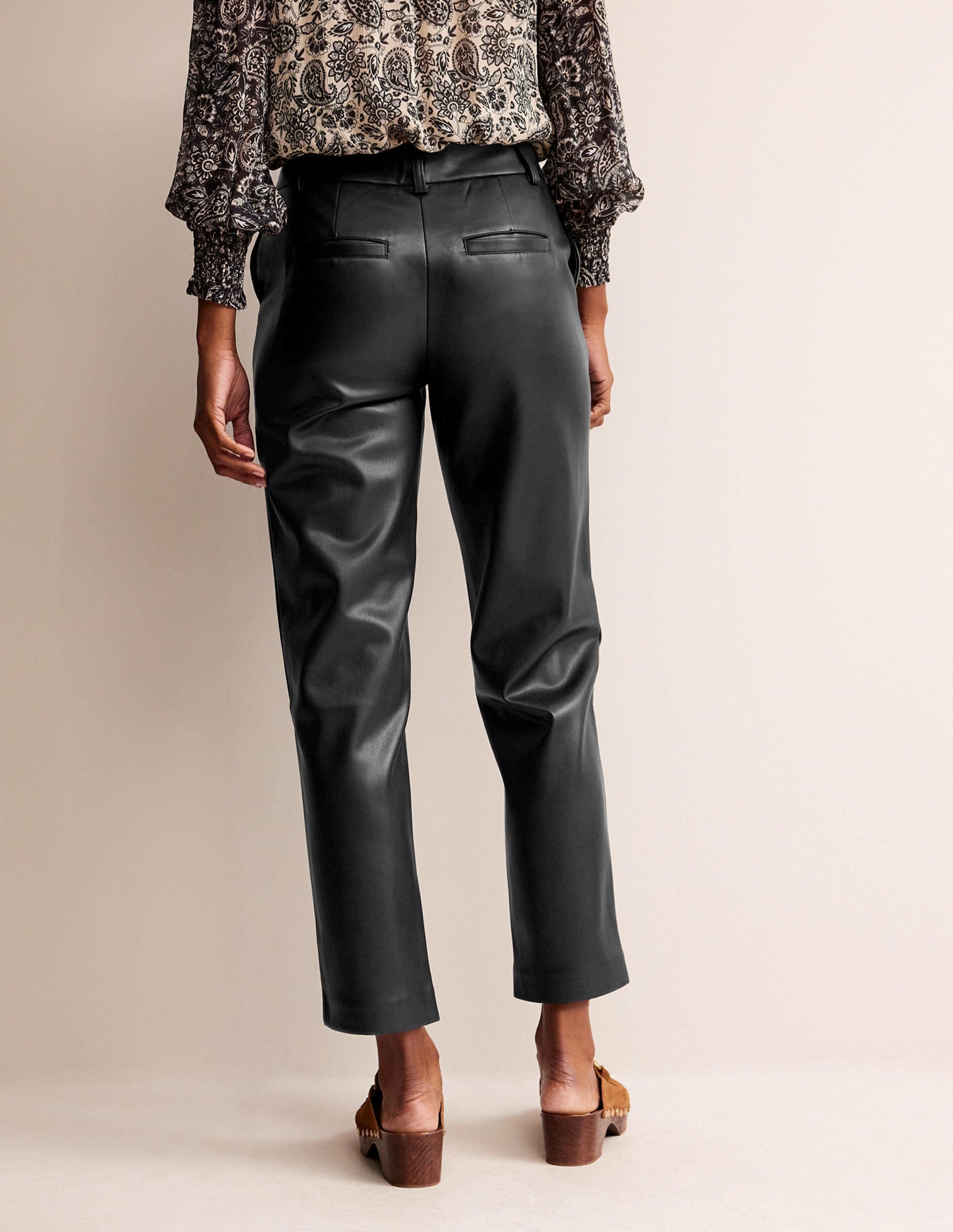 Tapered Faux-Leather Pants-Black - Image 3